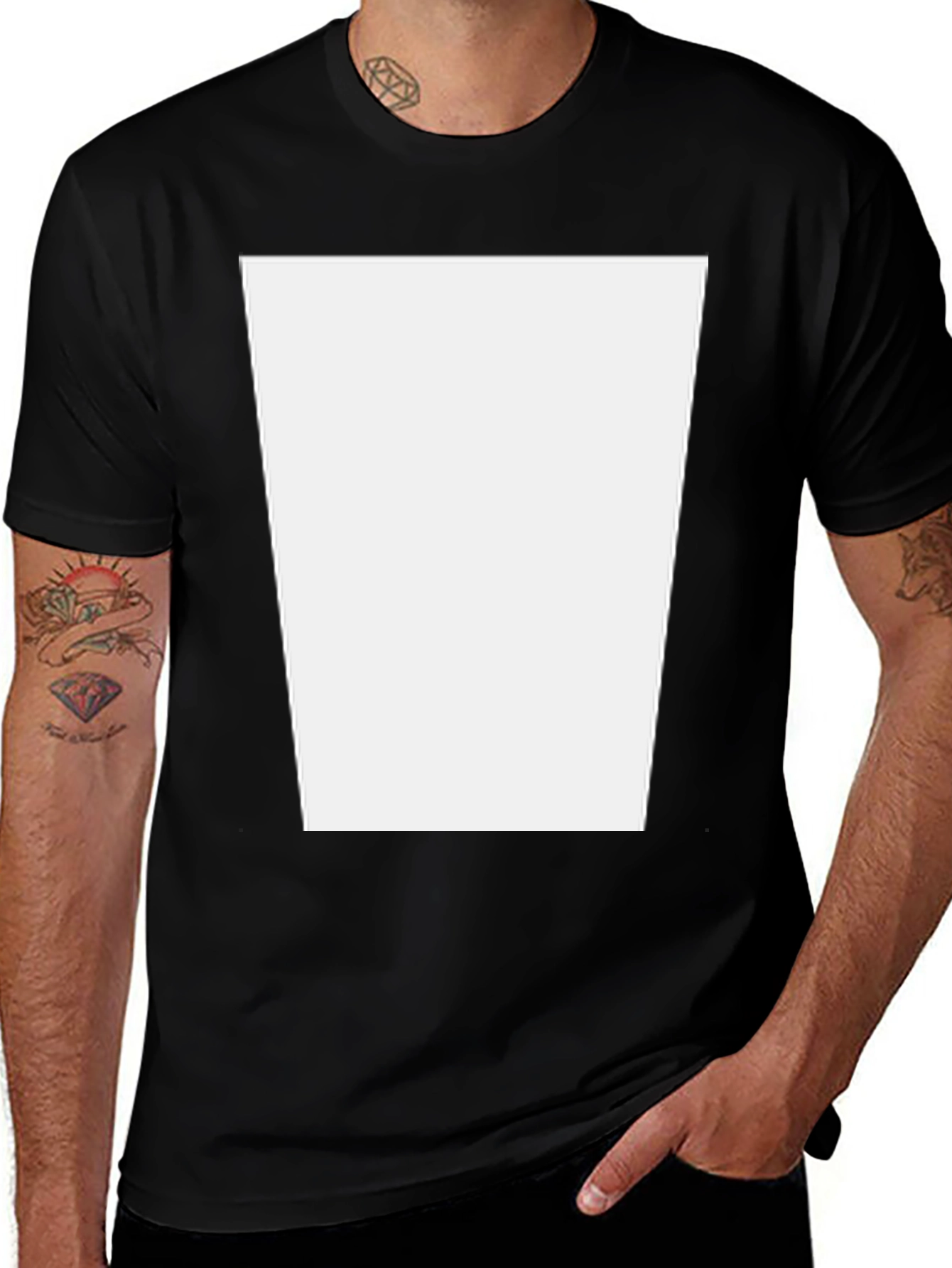 Classic Black T-Shirt with Customizable Print Area