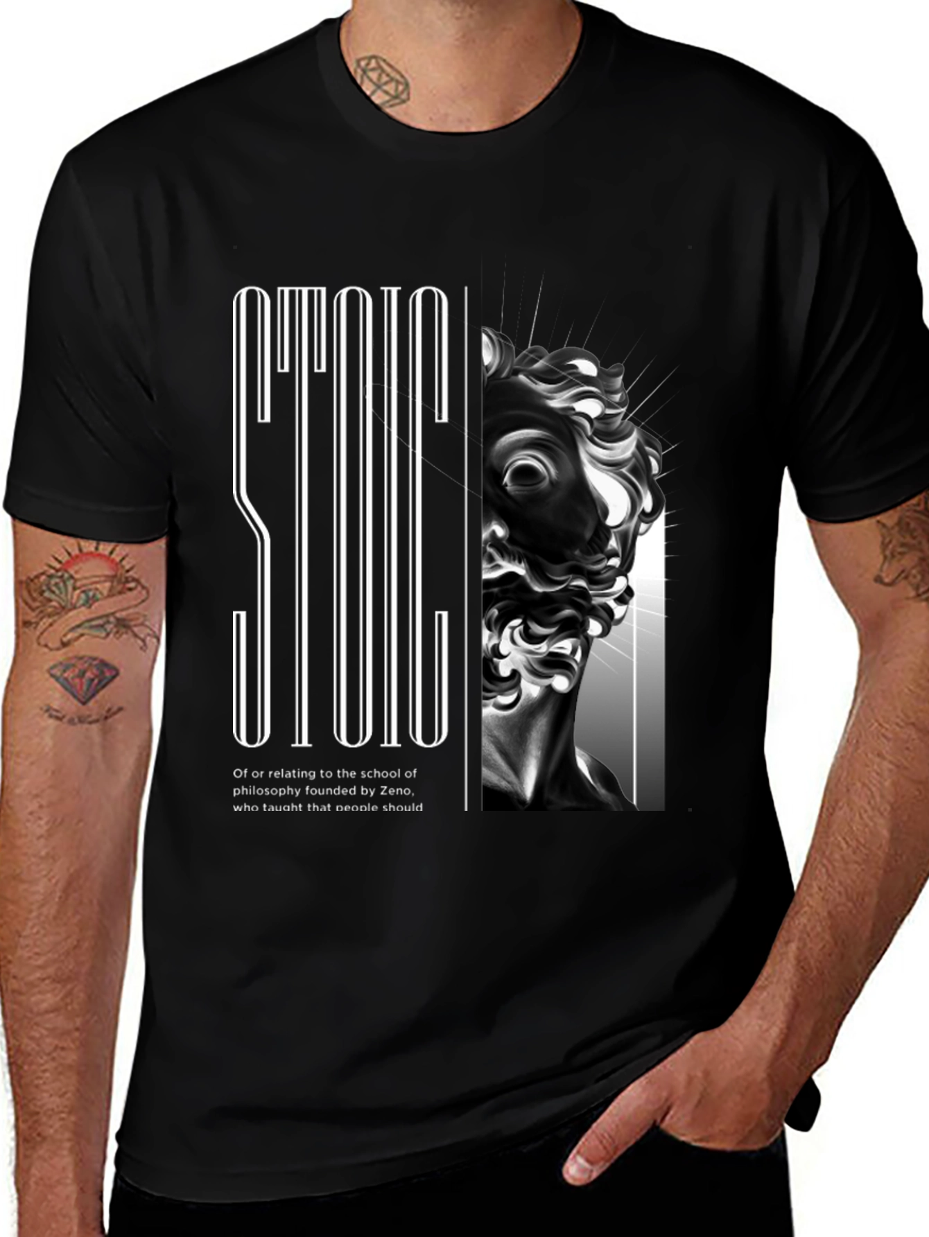 Stoic Philosophy T-Shirt - Classic Statue Design