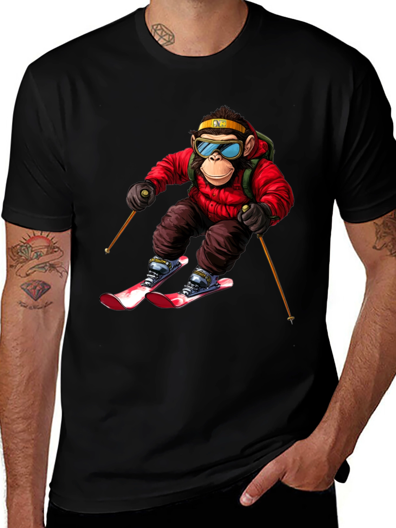 Variant 4 of Monkey Skiing T-Shirt - Unique Graphic Tee