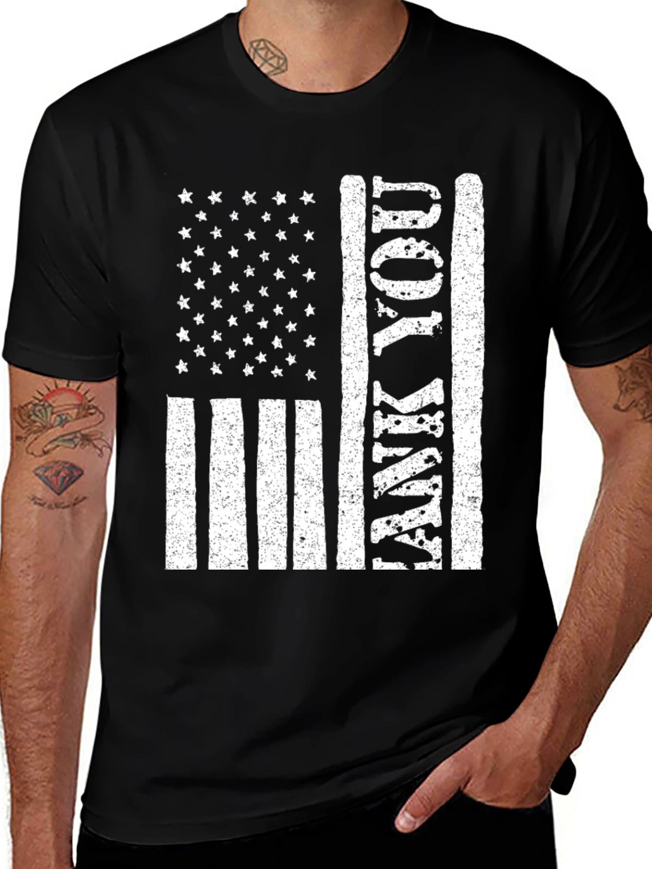 Patriotic Thank You American Flag Graphic T-Shirt