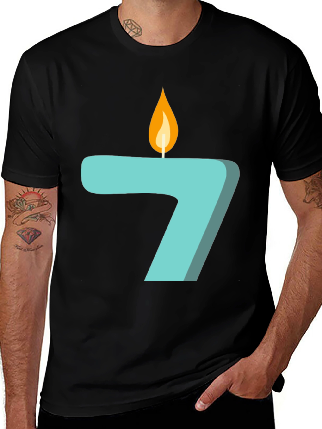 Variant 17 of Number 7 Birthday Candle Graphic T-Shirt