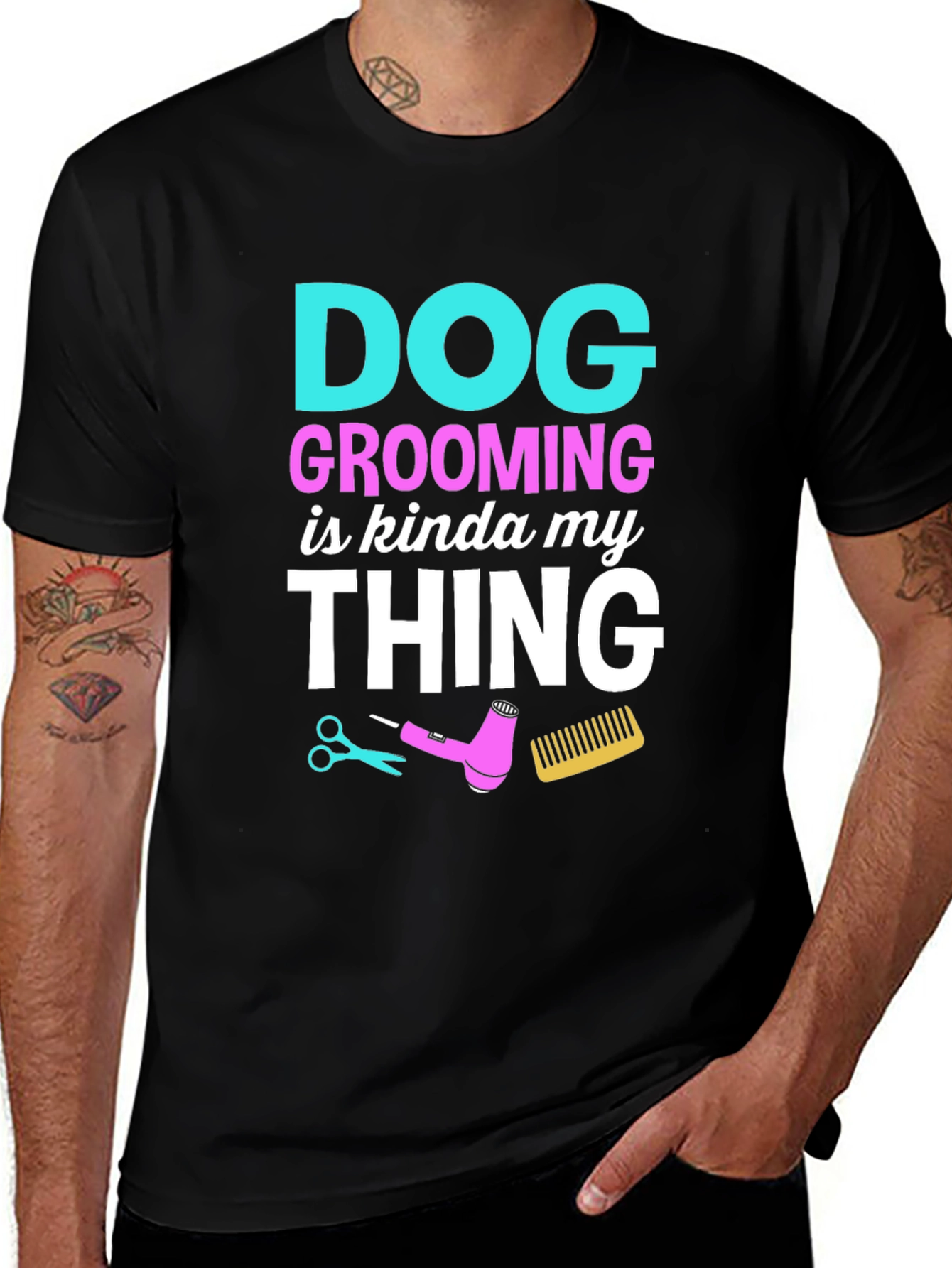 Variant 23 of Dog Grooming Is My Thing Black T-Shirt