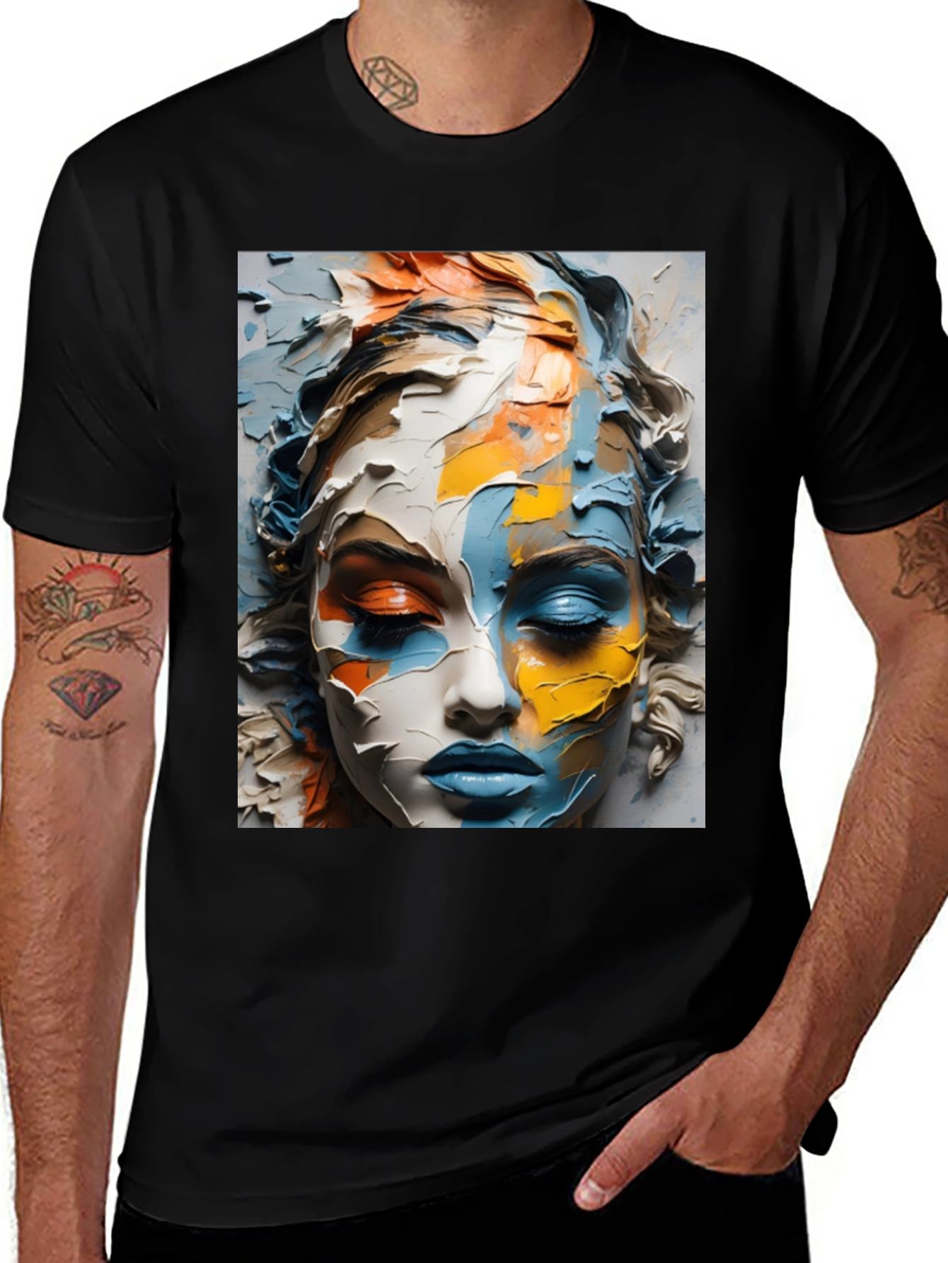 Variant 24 of Abstract Face Art Black T-Shirt