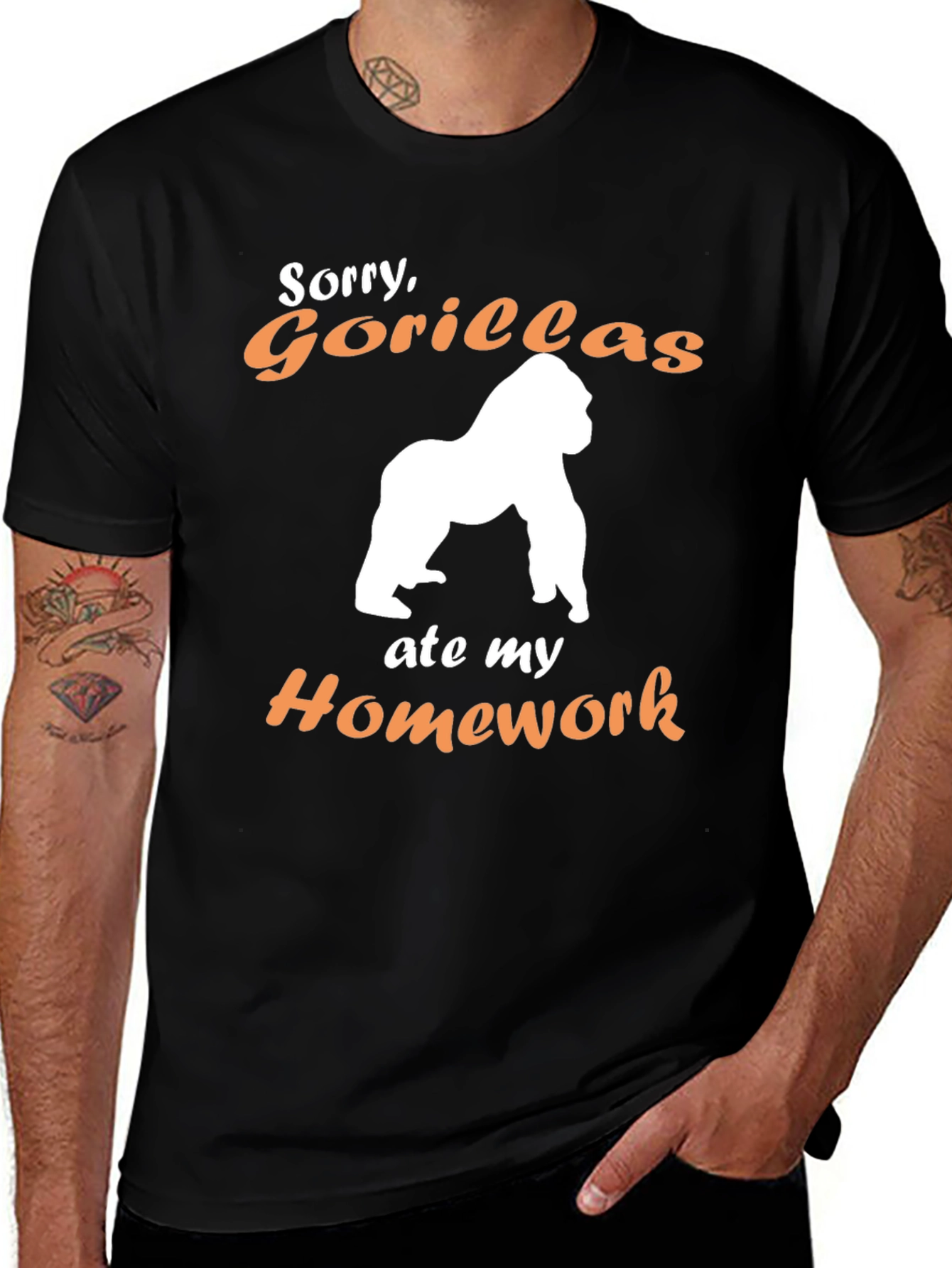 Variant 2 of Funny Gorilla Ate My Homework Graphic Tee