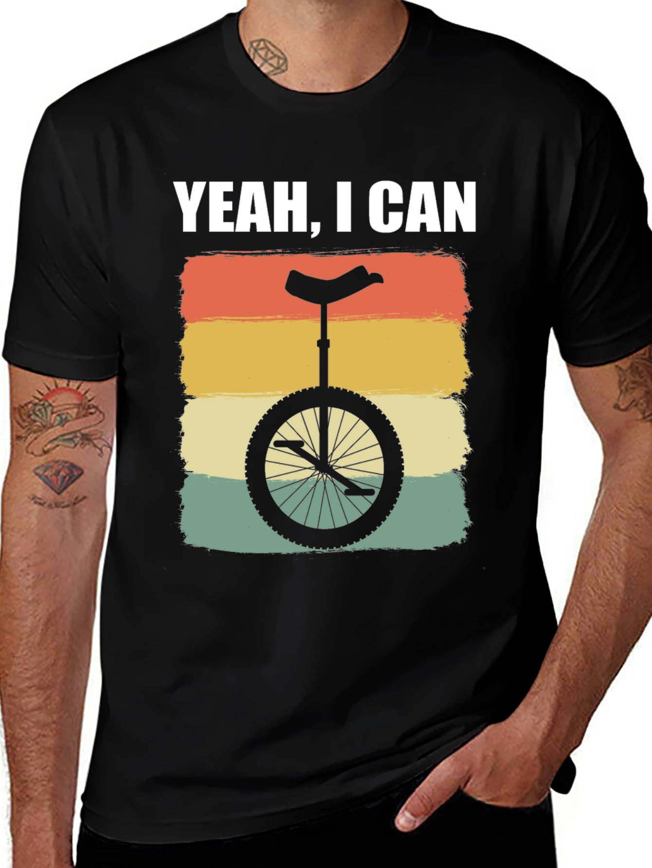 Variant 9 of Yeah I Can Unicycle T-Shirt - Retro Style