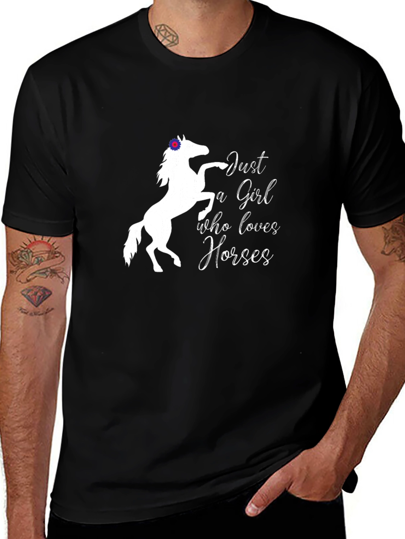Variant 20 of Just a Girl Who Loves Horses T-Shirt - Black
