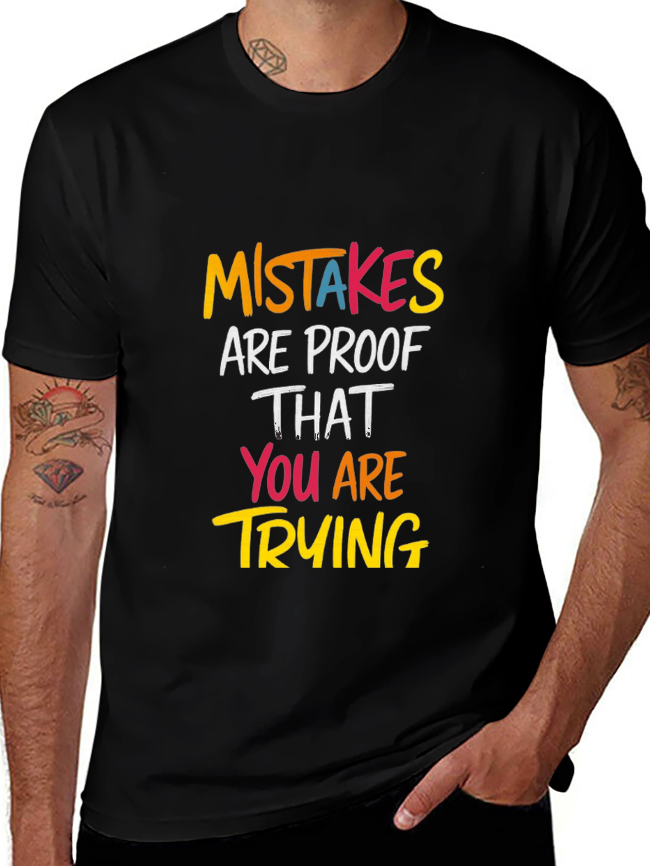Variant 17 of Mistakes Are Proof You Are Trying Black T-Shirt