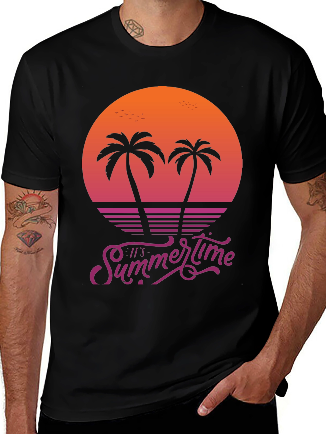Variant 5 of It's Summertime Palm Tree Sunset Graphic Tee