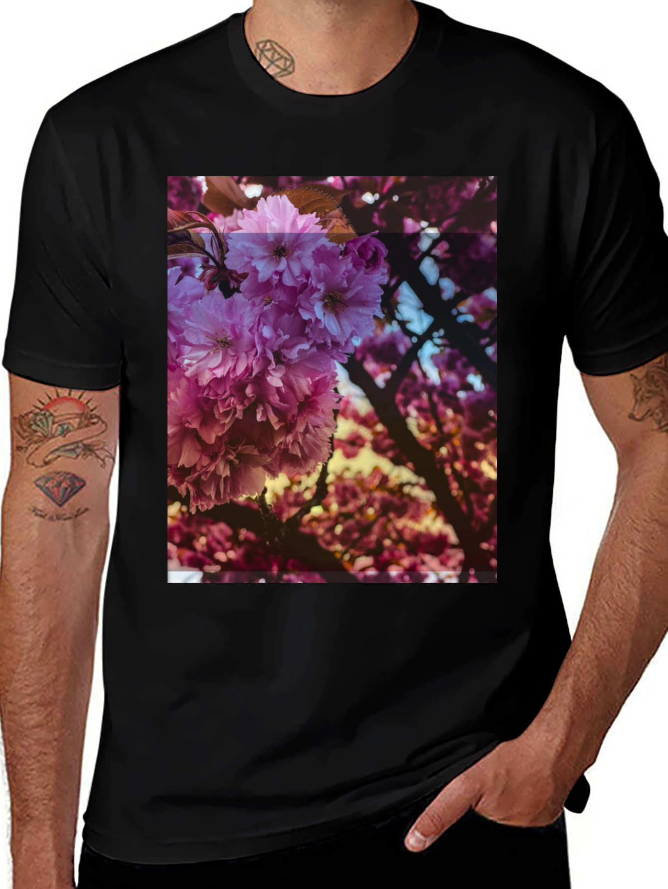 Variant 12 of Floral Print Black Tee