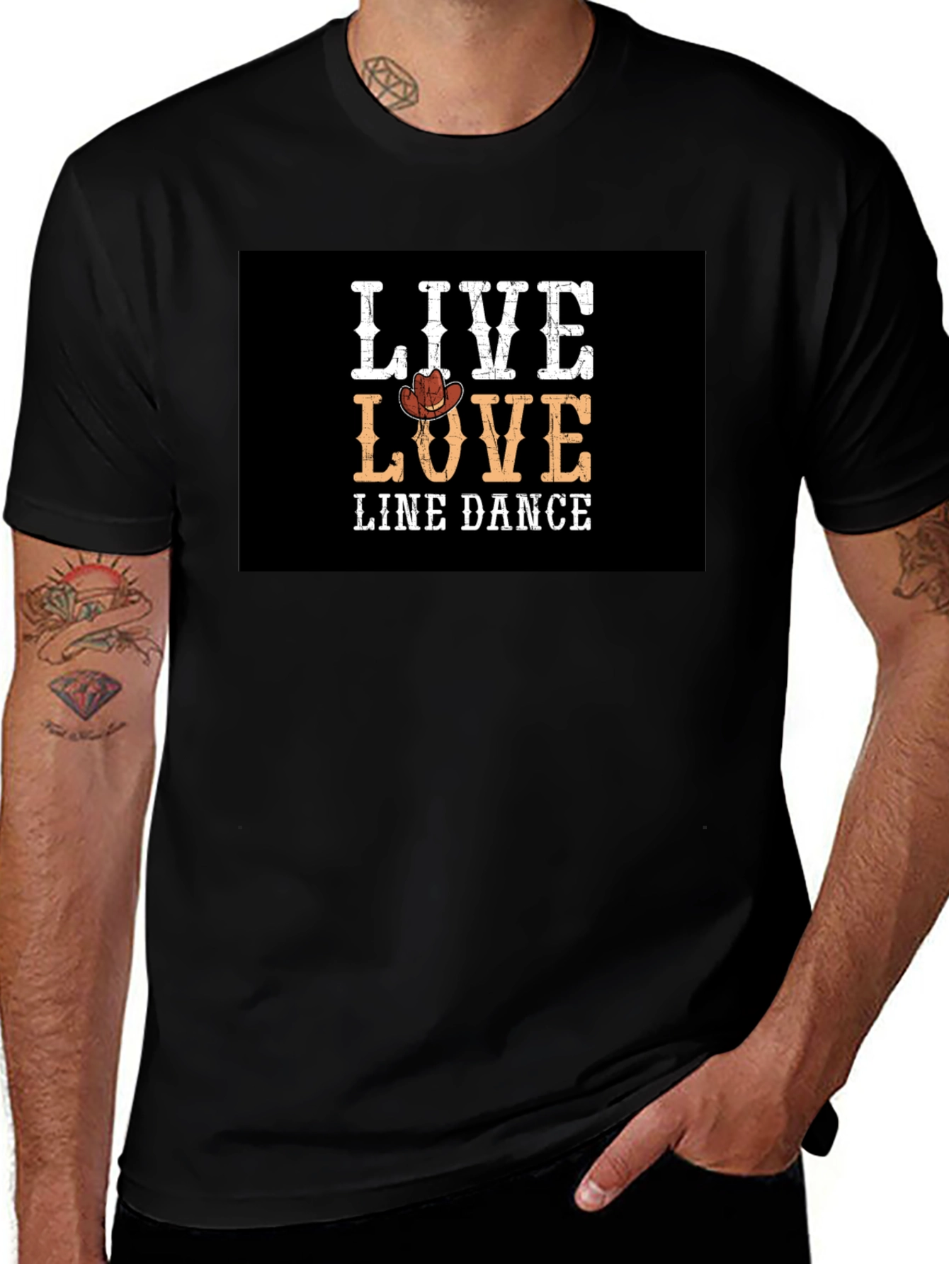 Live Love Line Dance Black Graphic Tee