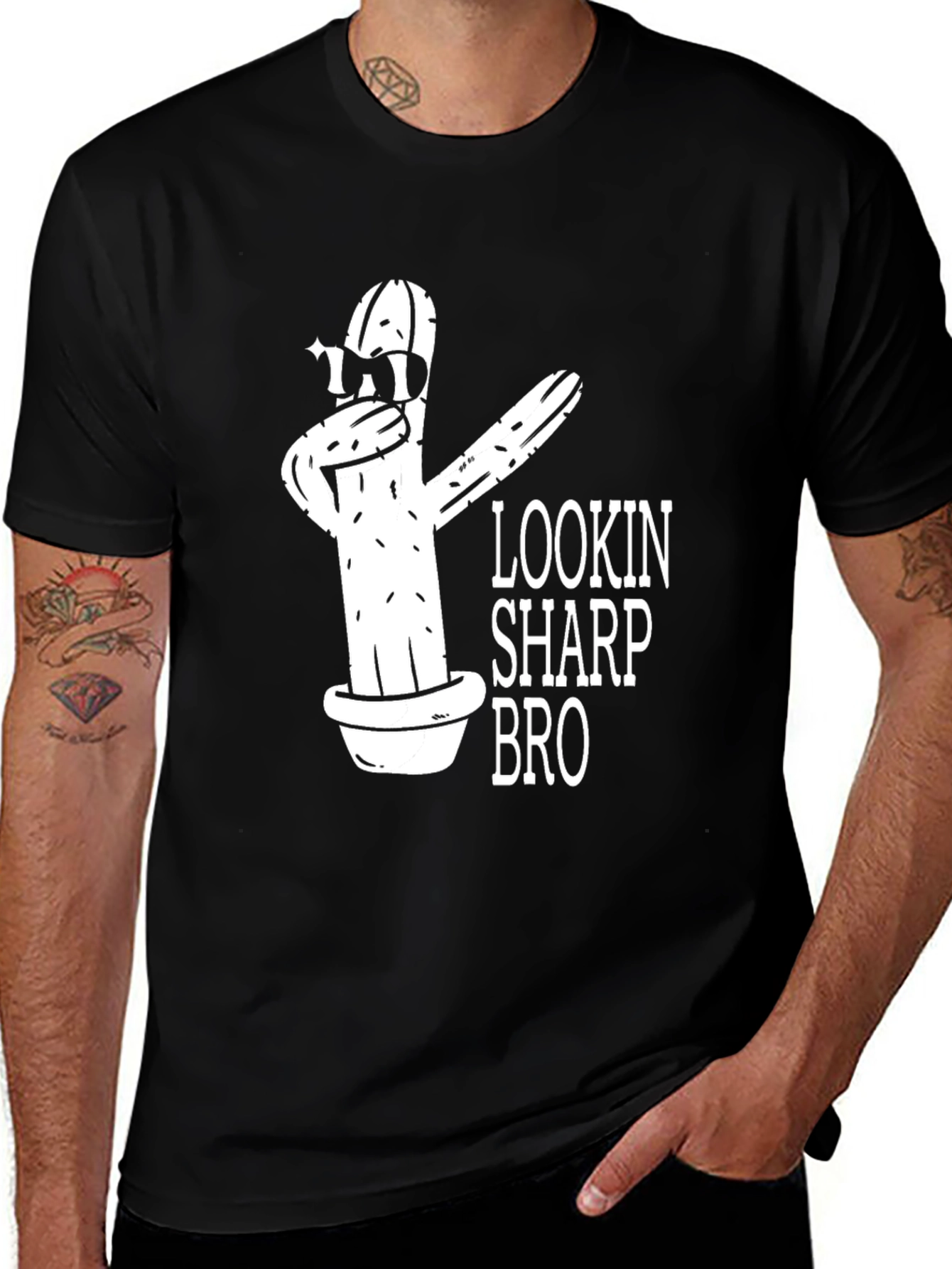 Variant 6 of Lookin' Sharp Bro Black Graphic T-Shirt