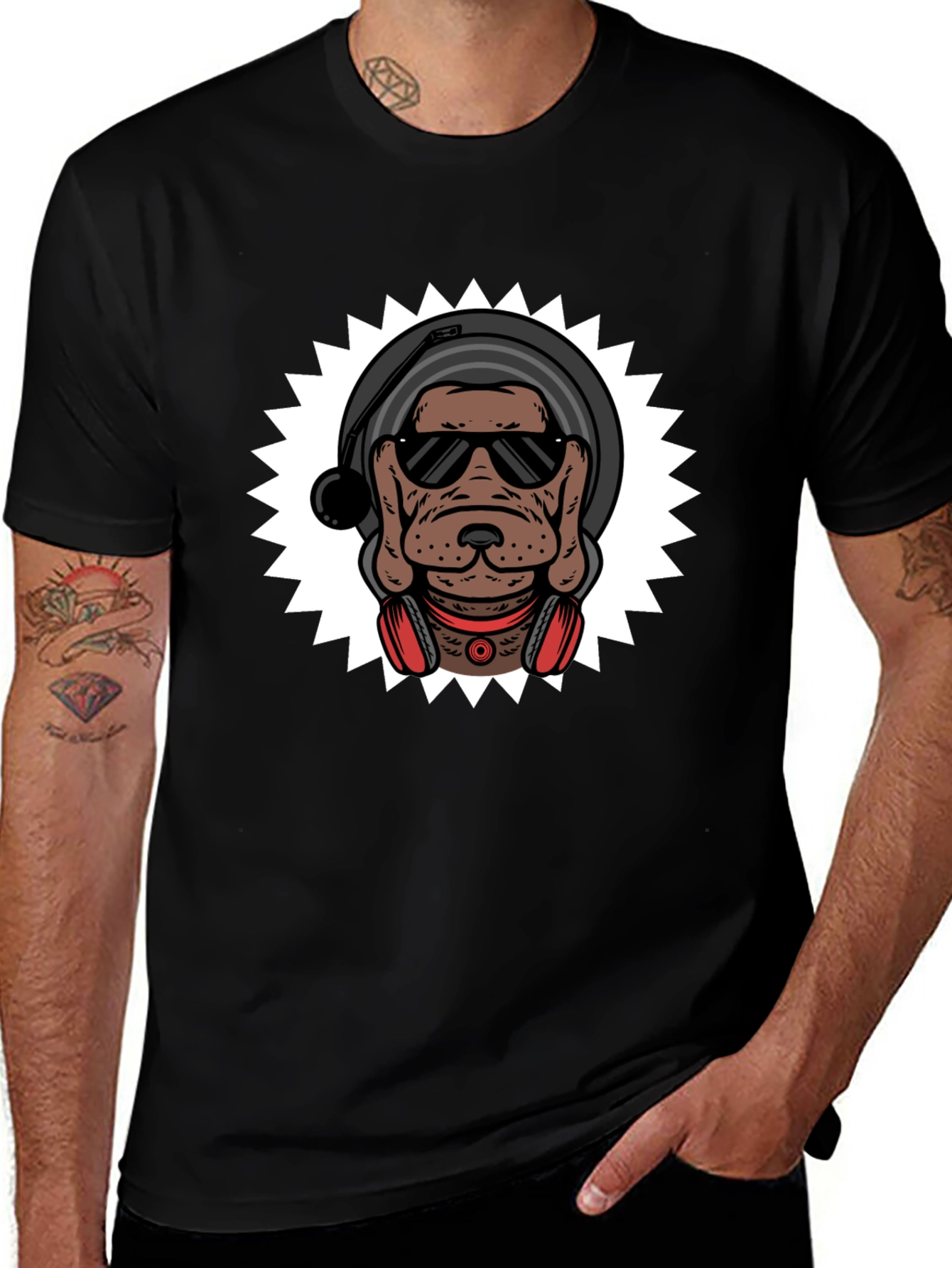 Variant 16 of Cool Dog DJ Black T-Shirt