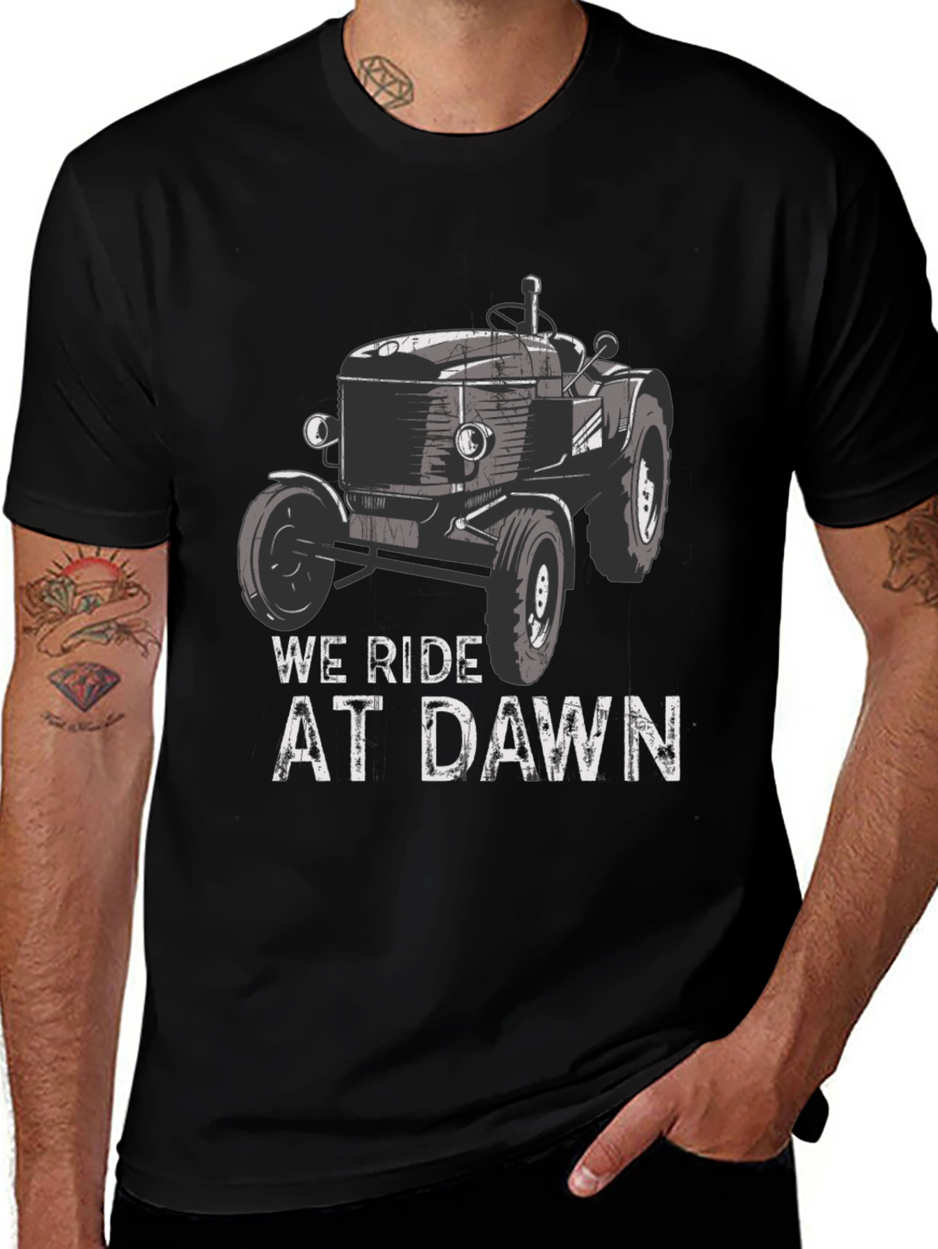 Variant 19 of We Ride at Dawn Tractor Graphic Tee
