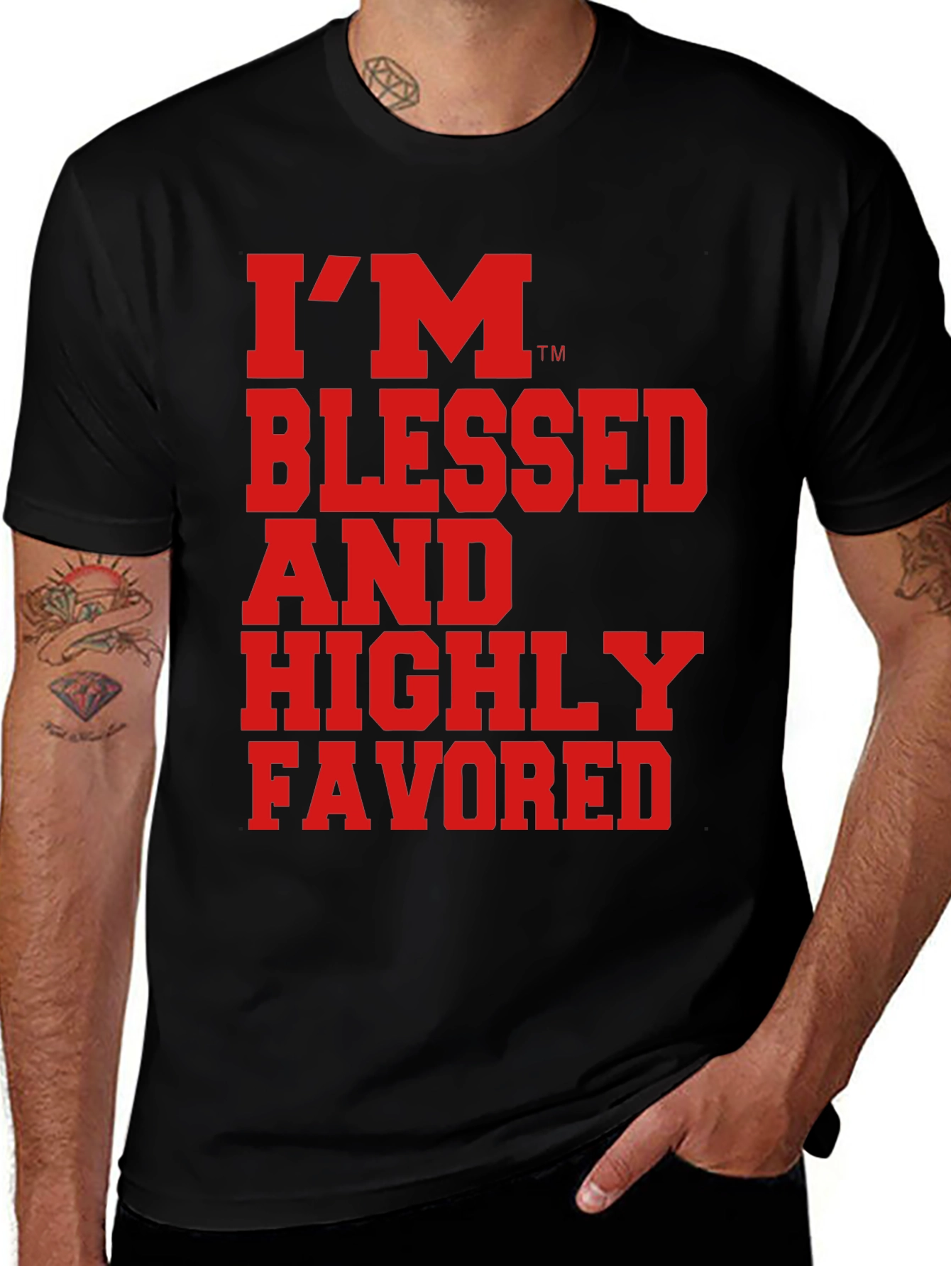 Variant 4 of Blessed and Highly Favored Graphic Tee - Black