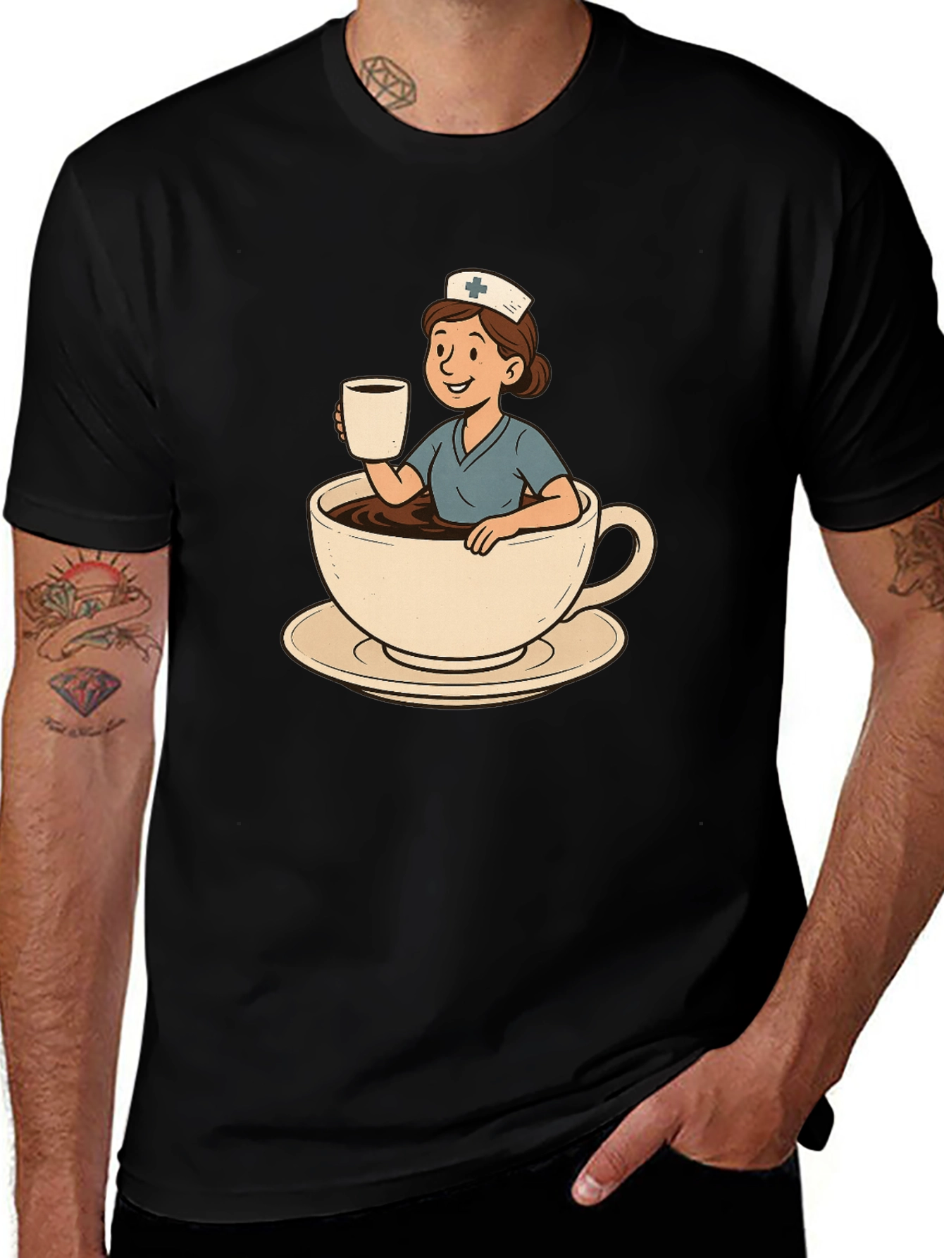 Black Nurse Coffee Cup Graphic Tee main image