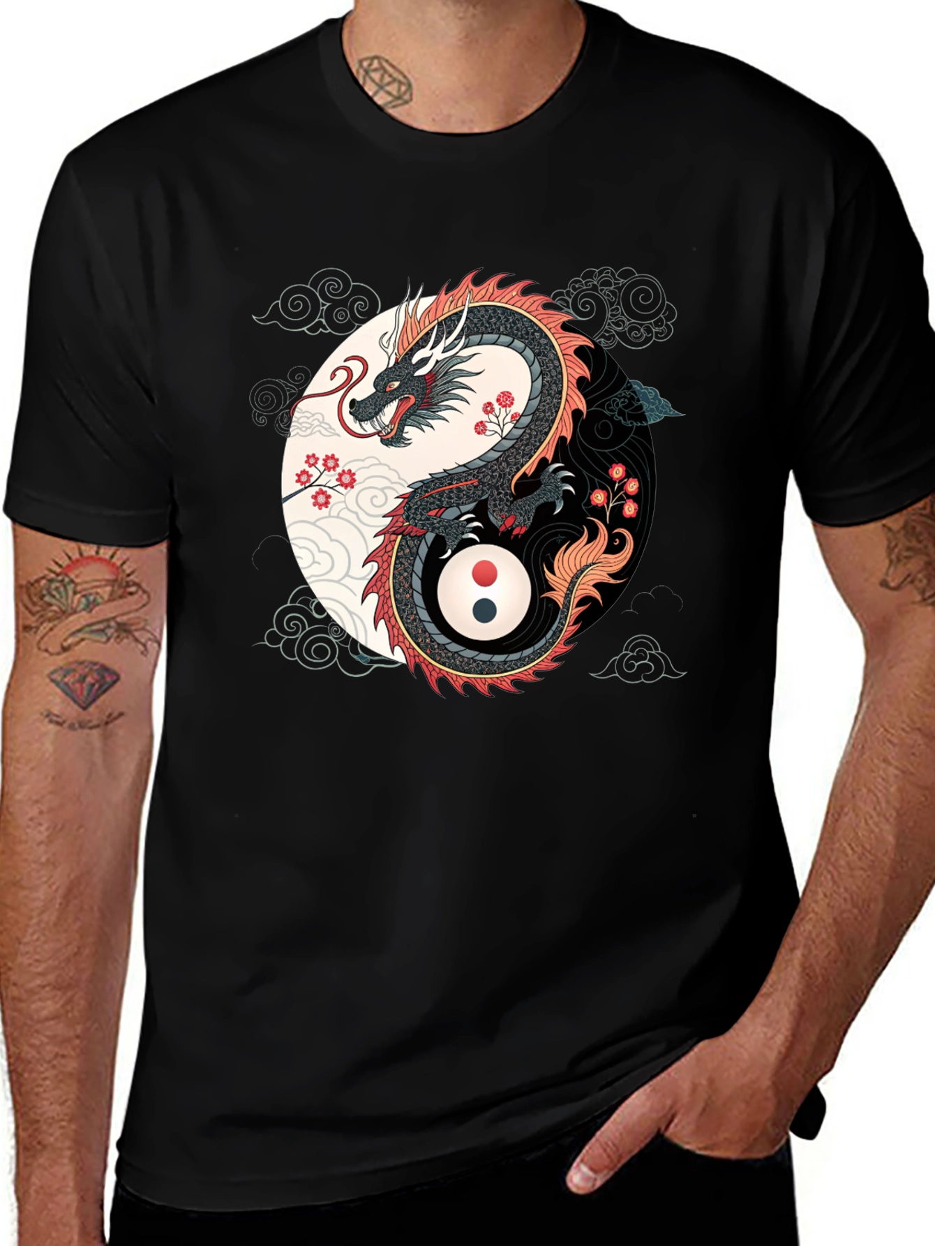 Variant 24 of Yin Yang Dragon Graphic Tee - Stylish Comfort