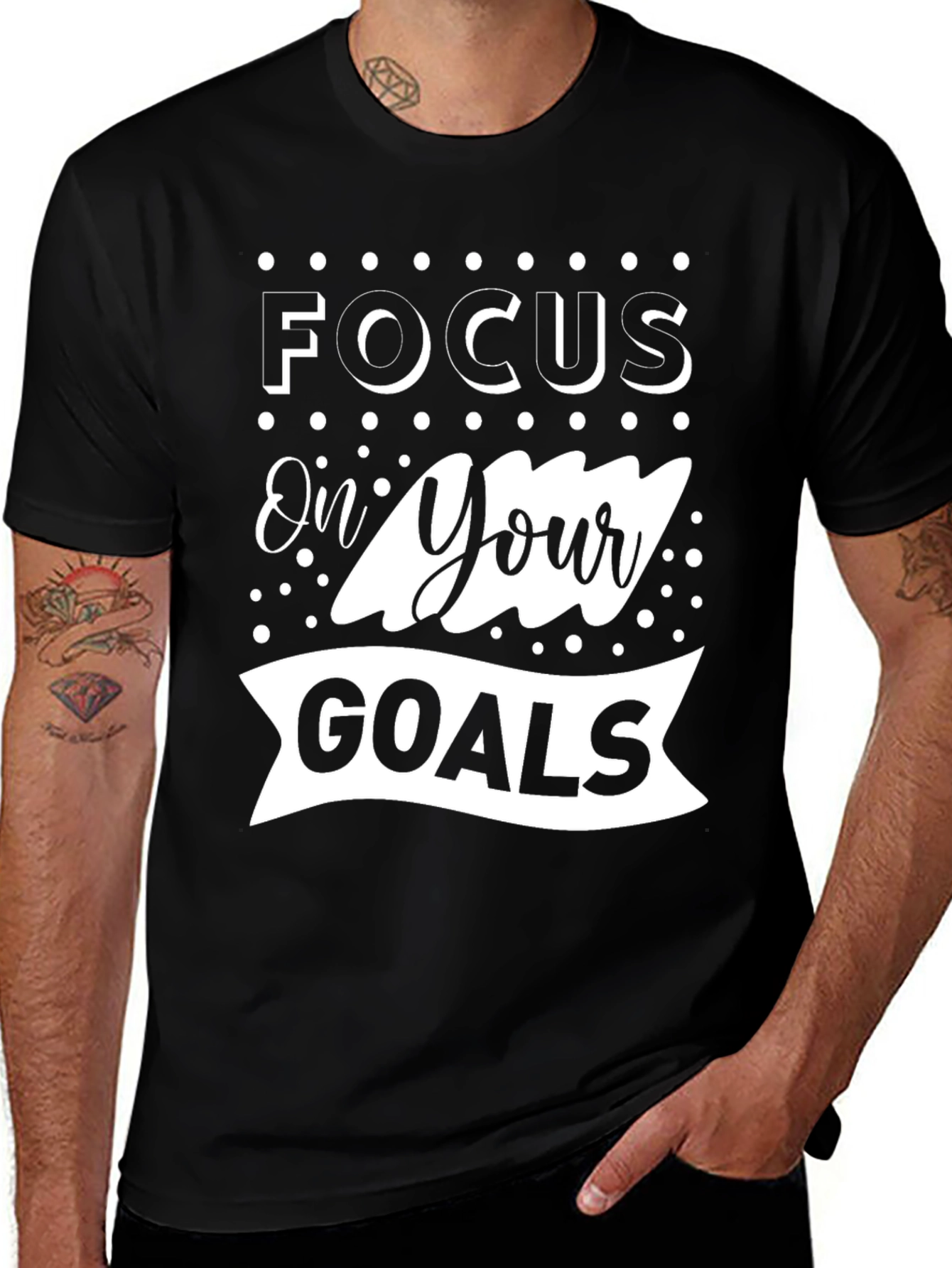 Variant 19 of Focus On Your Goals Graphic Tee - Black