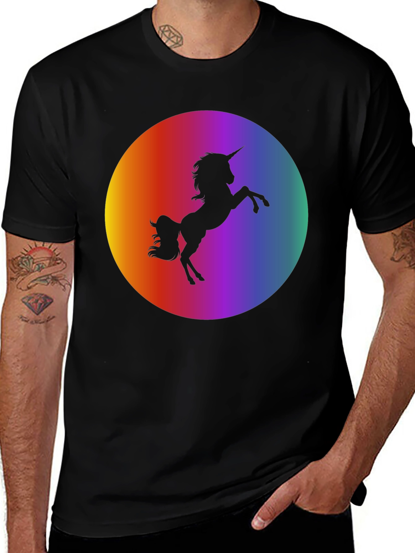 Variant 29 of Unicorn Silhouette Rainbow T-Shirt