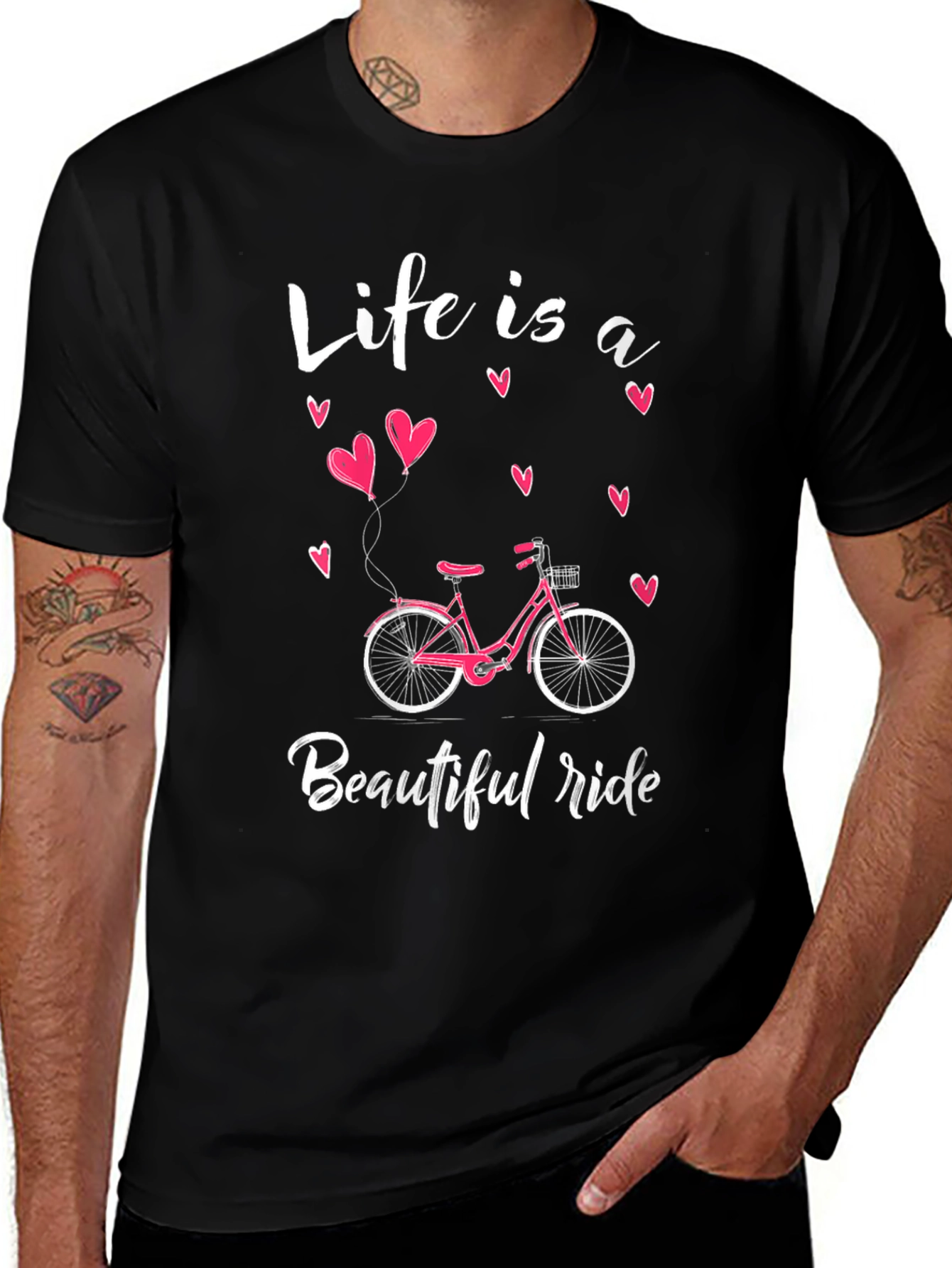 Variant 24 of Life is a Beautiful Ride T-Shirt - Bicycle Heart Design