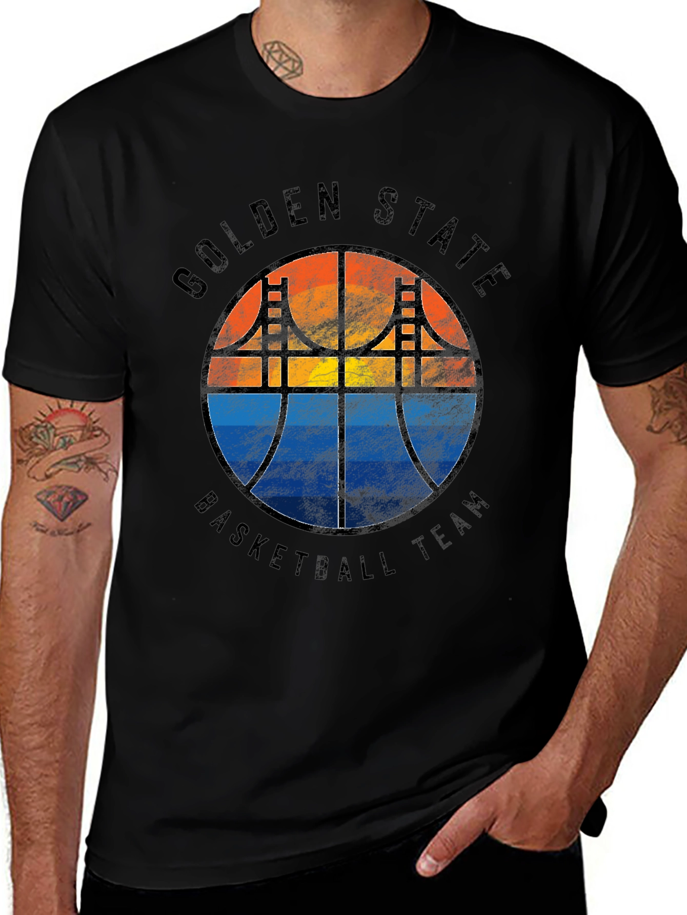 Variant 17 of Golden State Basketball Graphic Tee - Black