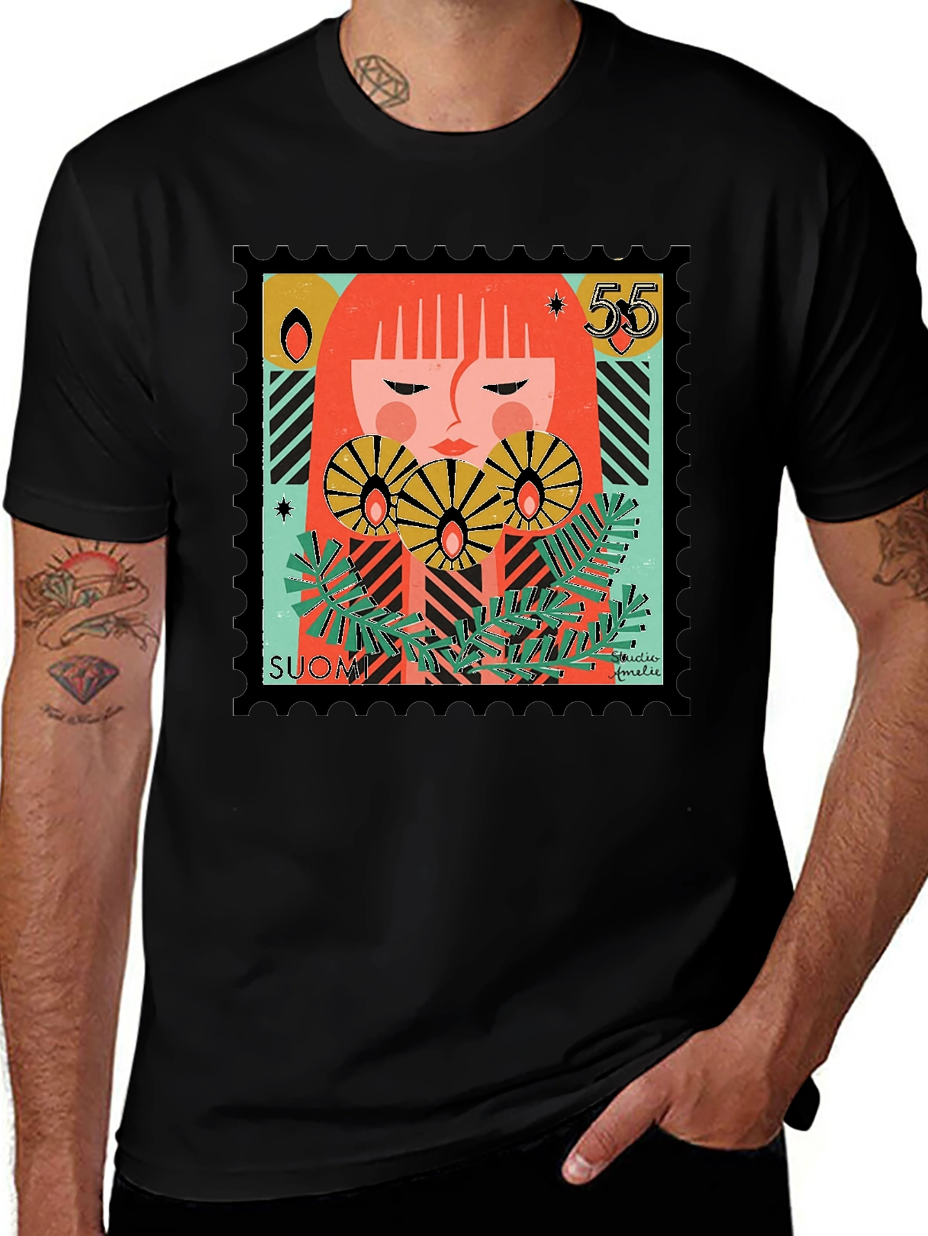 Variant 27 of Artistic Stamp Design Graphic Tee