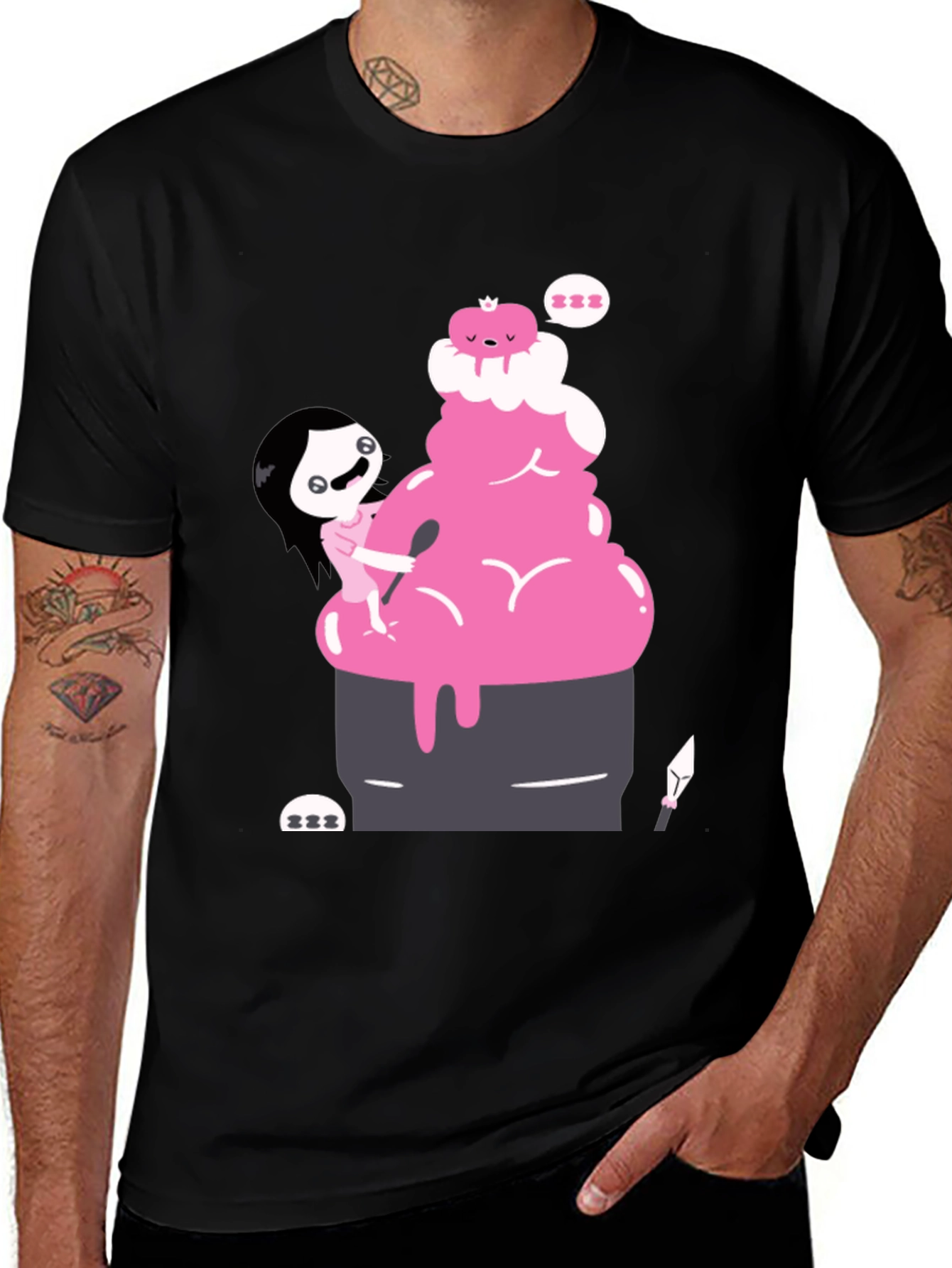 Variant 23 of Cartoon Style Character Design Black T-Shirt