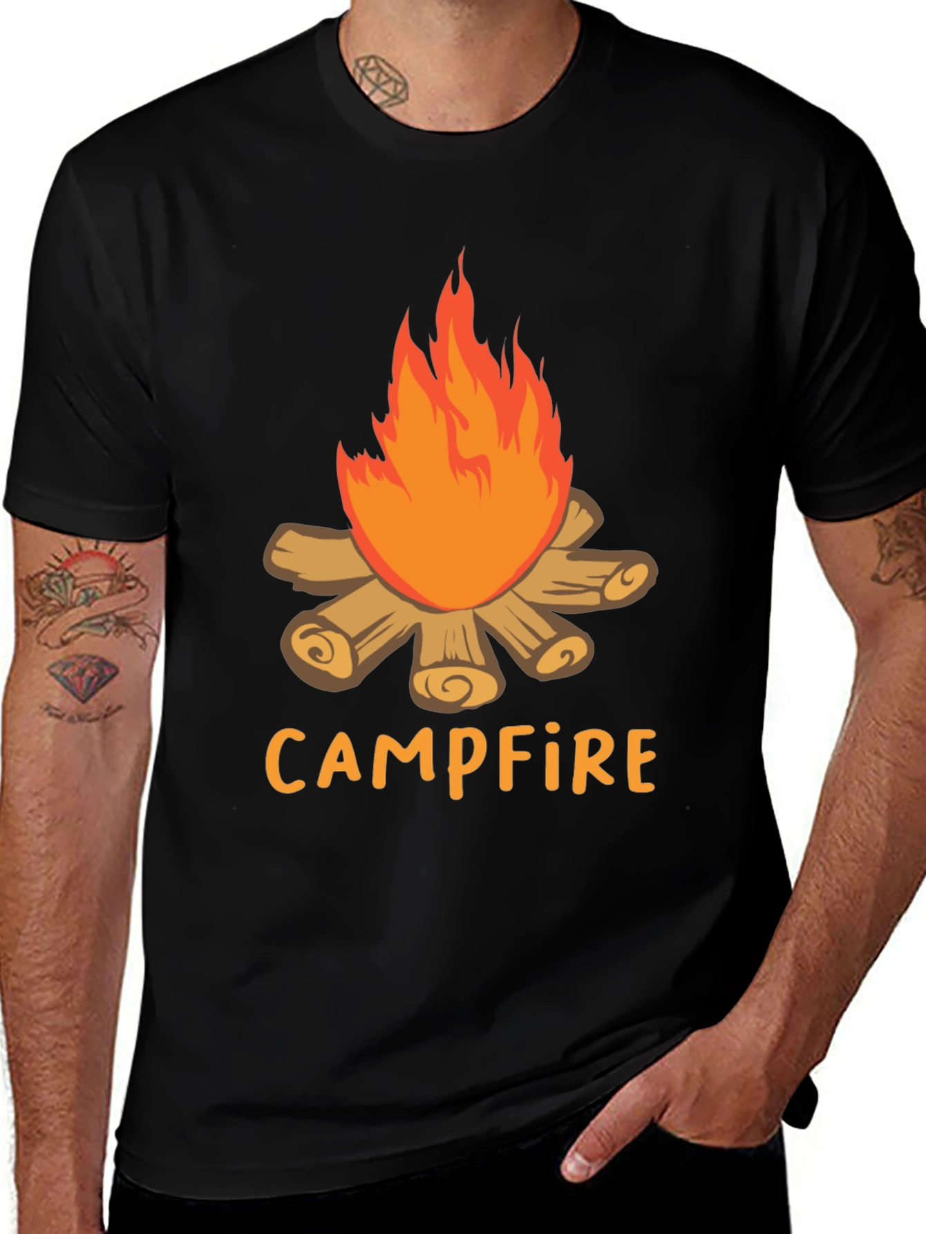 Variant 10 of Campfire Graphic Tee - Black Cotton T-Shirt