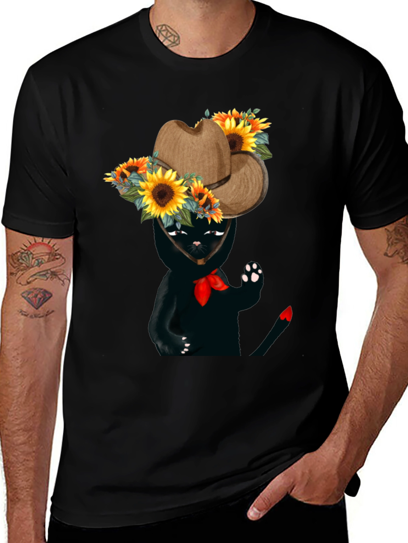 Variant 22 of Black Cat Cowboy Sunflower T-Shirt