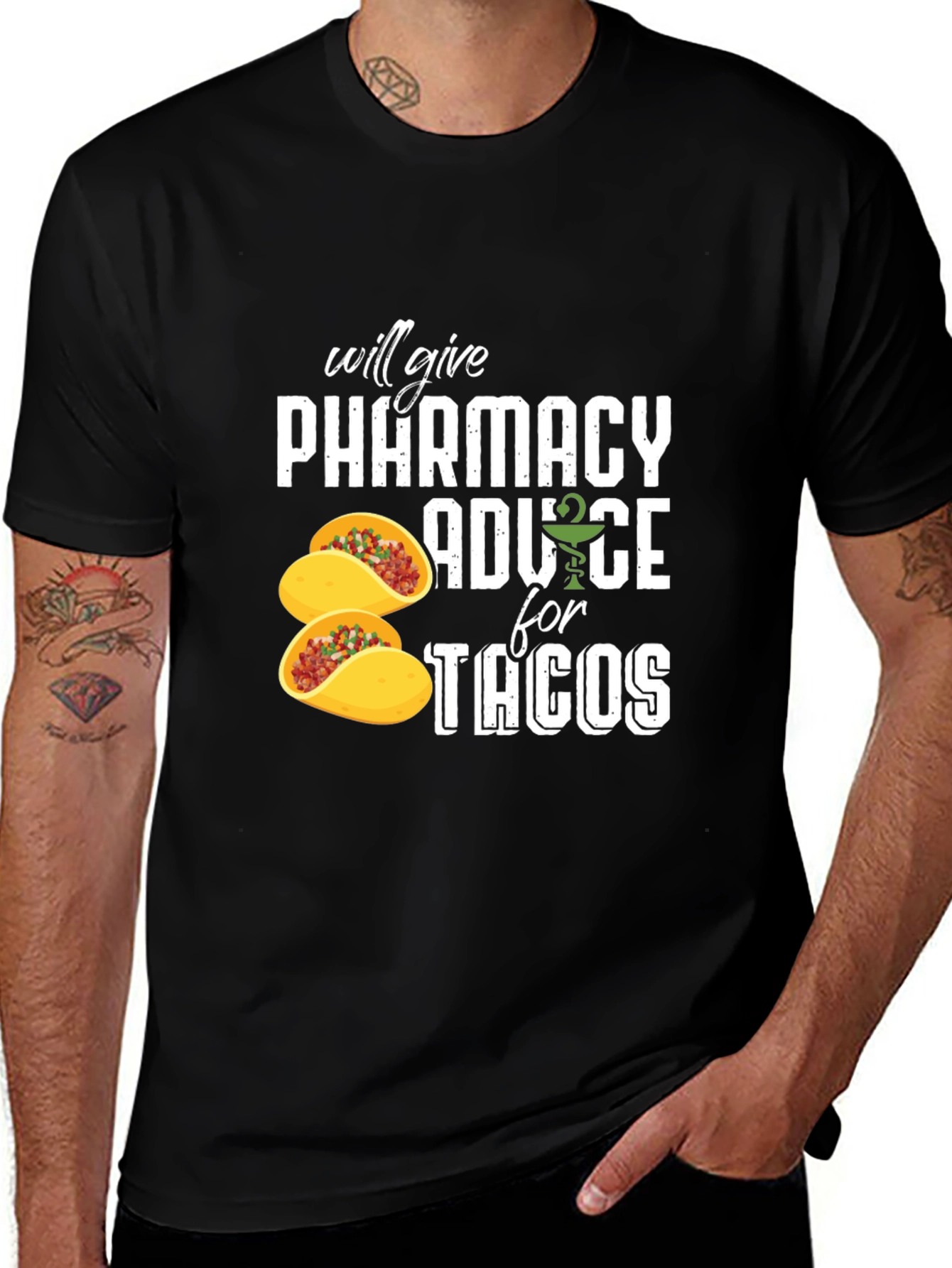 Variant 5 of Pharmacy Advice for Tacos Black T-Shirt