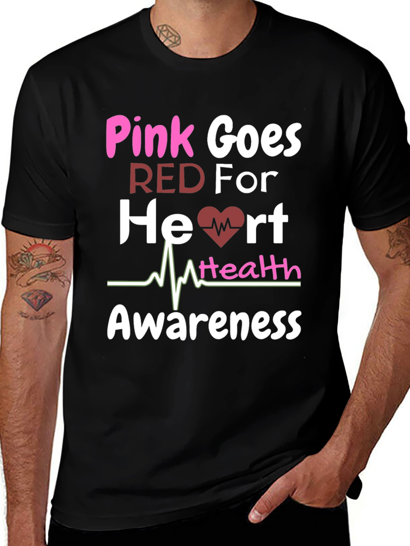 Pink Goes Red Heart Health Awareness T-Shirt
