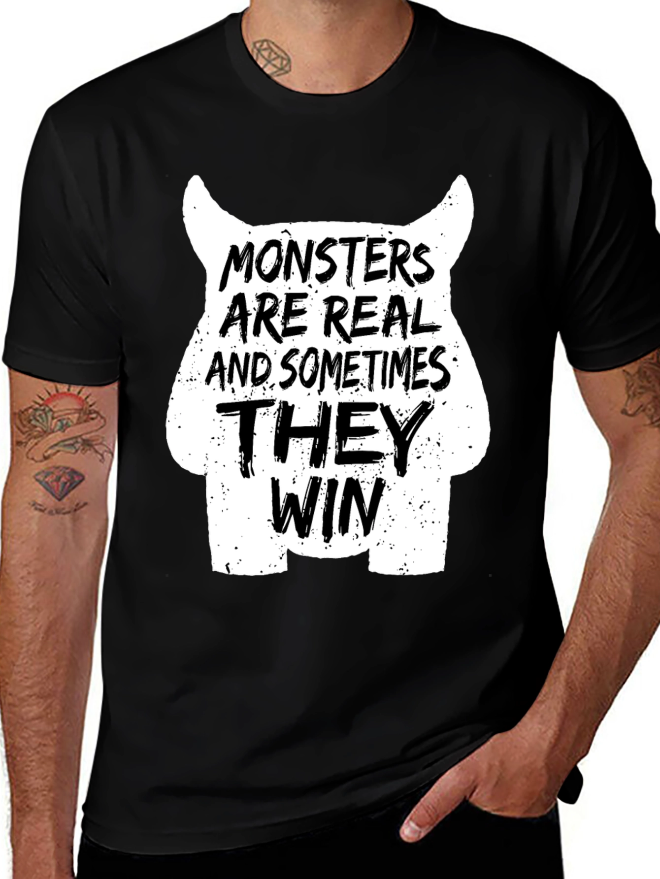 Variant 6 of Monsters Are Real Graphic T-Shirt - Black