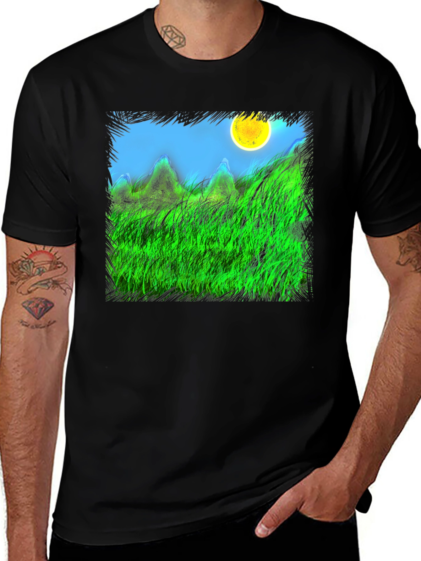 Variant 15 of Nature Scene Graphic Black Tee