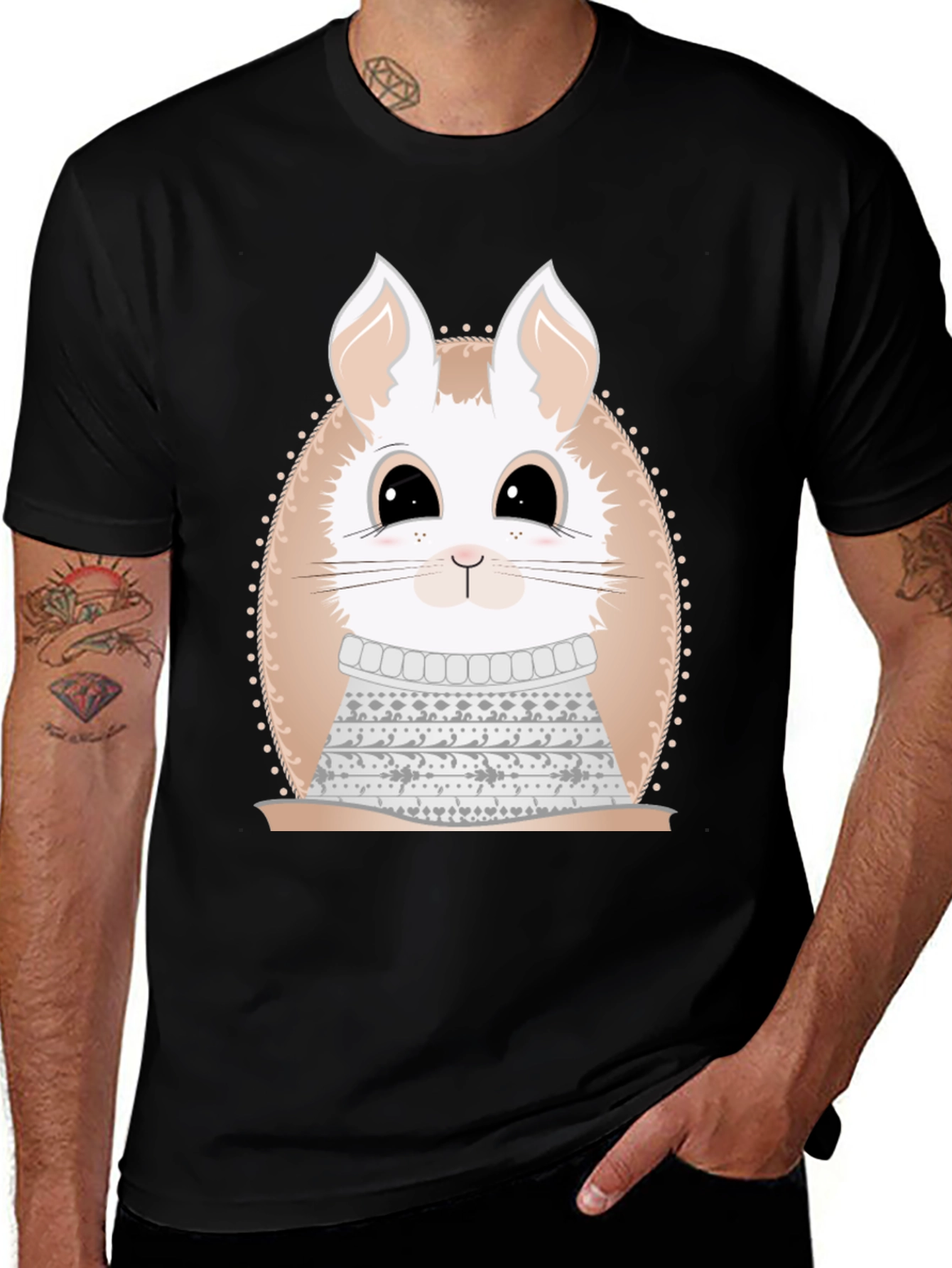 Variant 6 of Cute Bunny in Sweater Graphic Tee - Unique Design