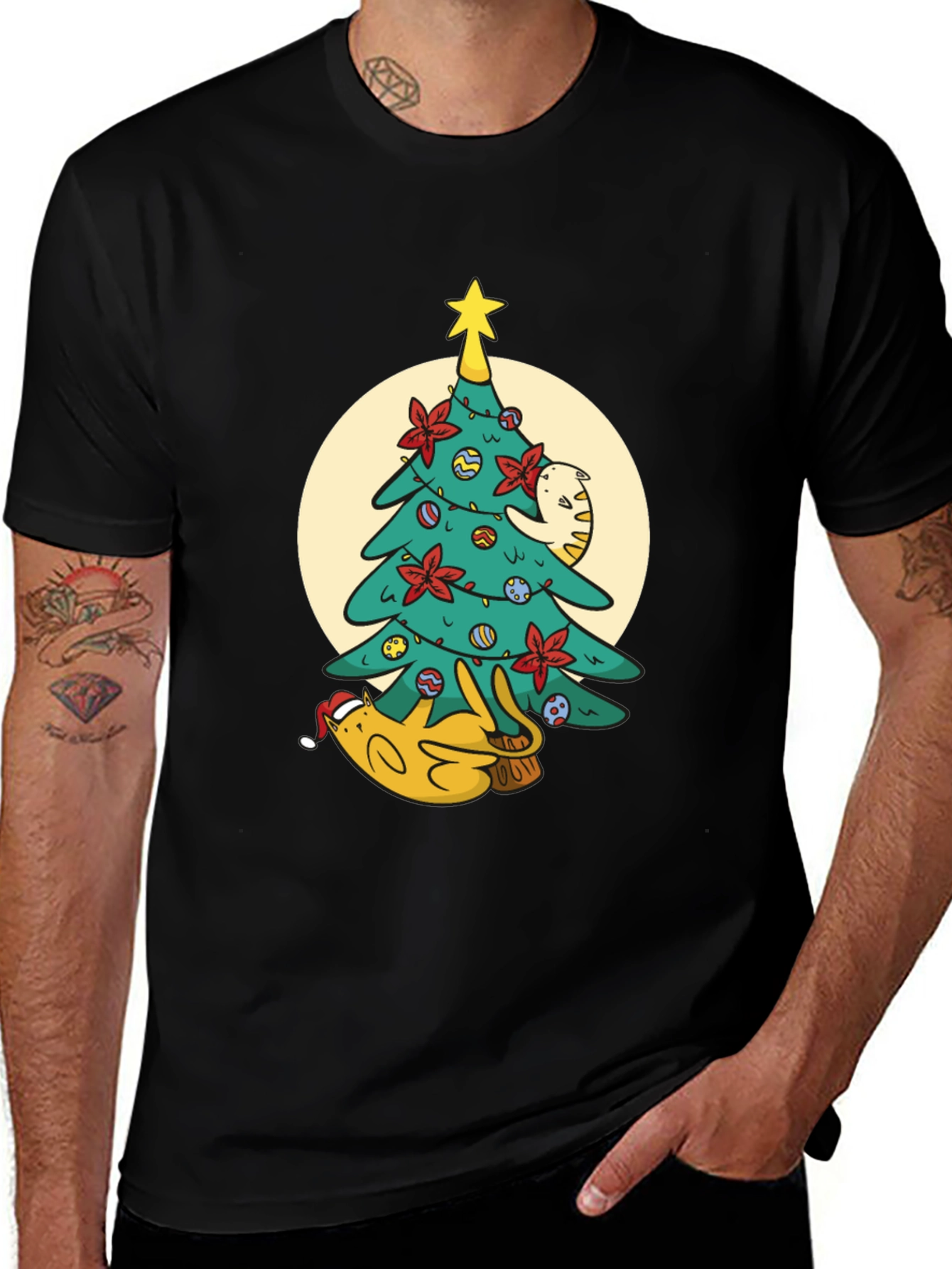 Variant 25 of Festive Cat Christmas Tree T-Shirt - Holiday Style