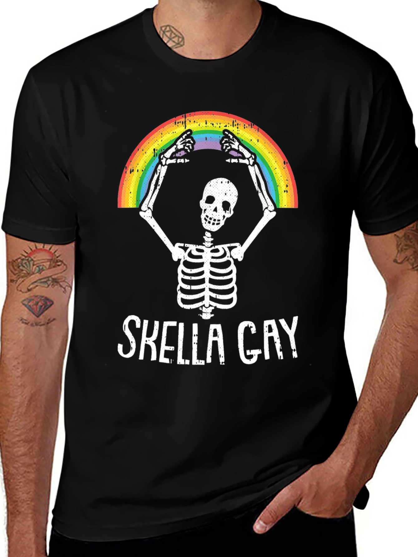 Variant 26 of Skella Gay Rainbow Skeleton T-Shirt