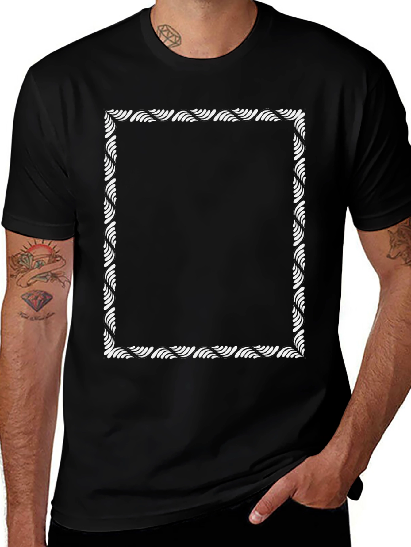 Variant 3 of Stylish Black Tee with Decorative Border
