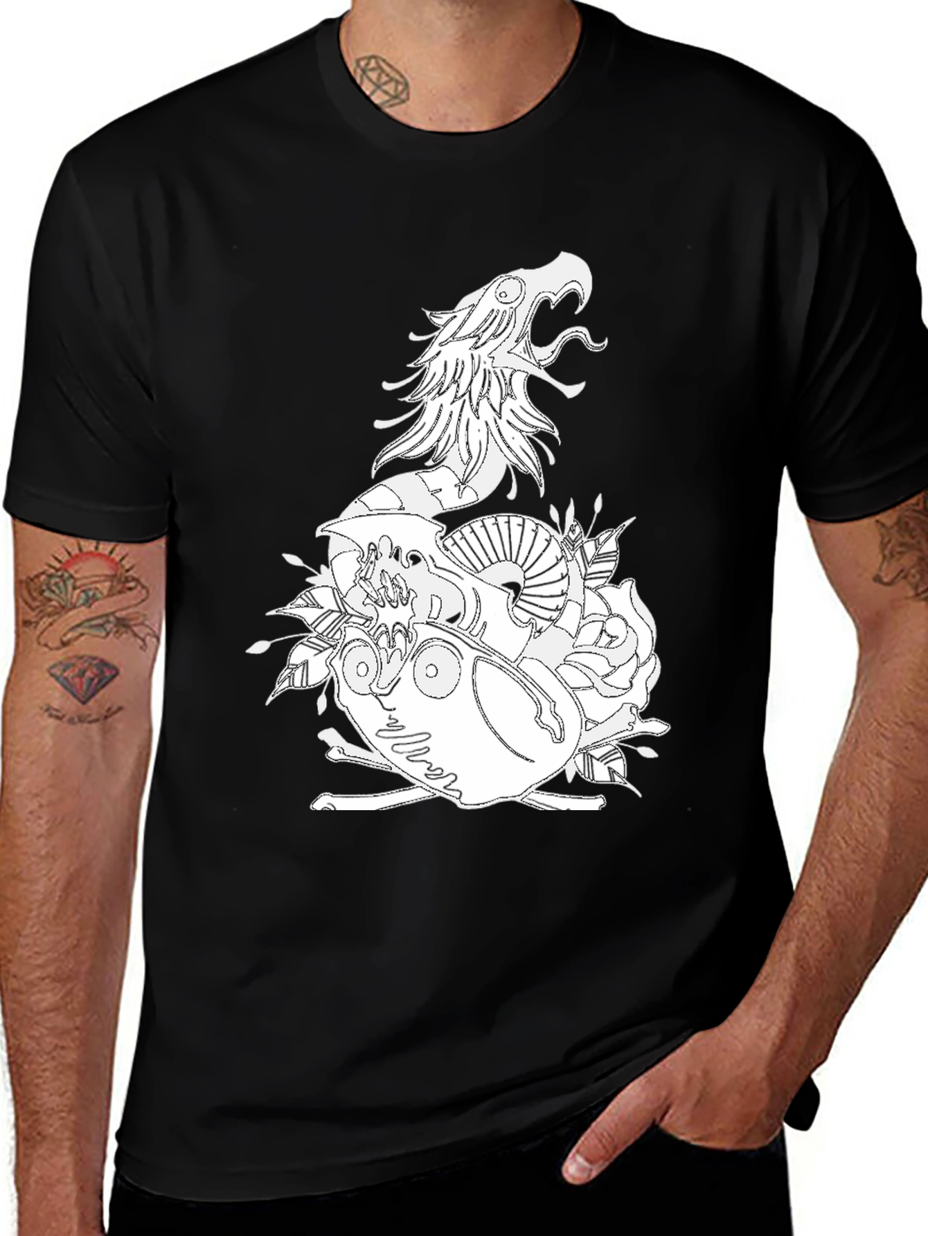 Variant 13 of Unique Dragon & Skull Graphic Tee