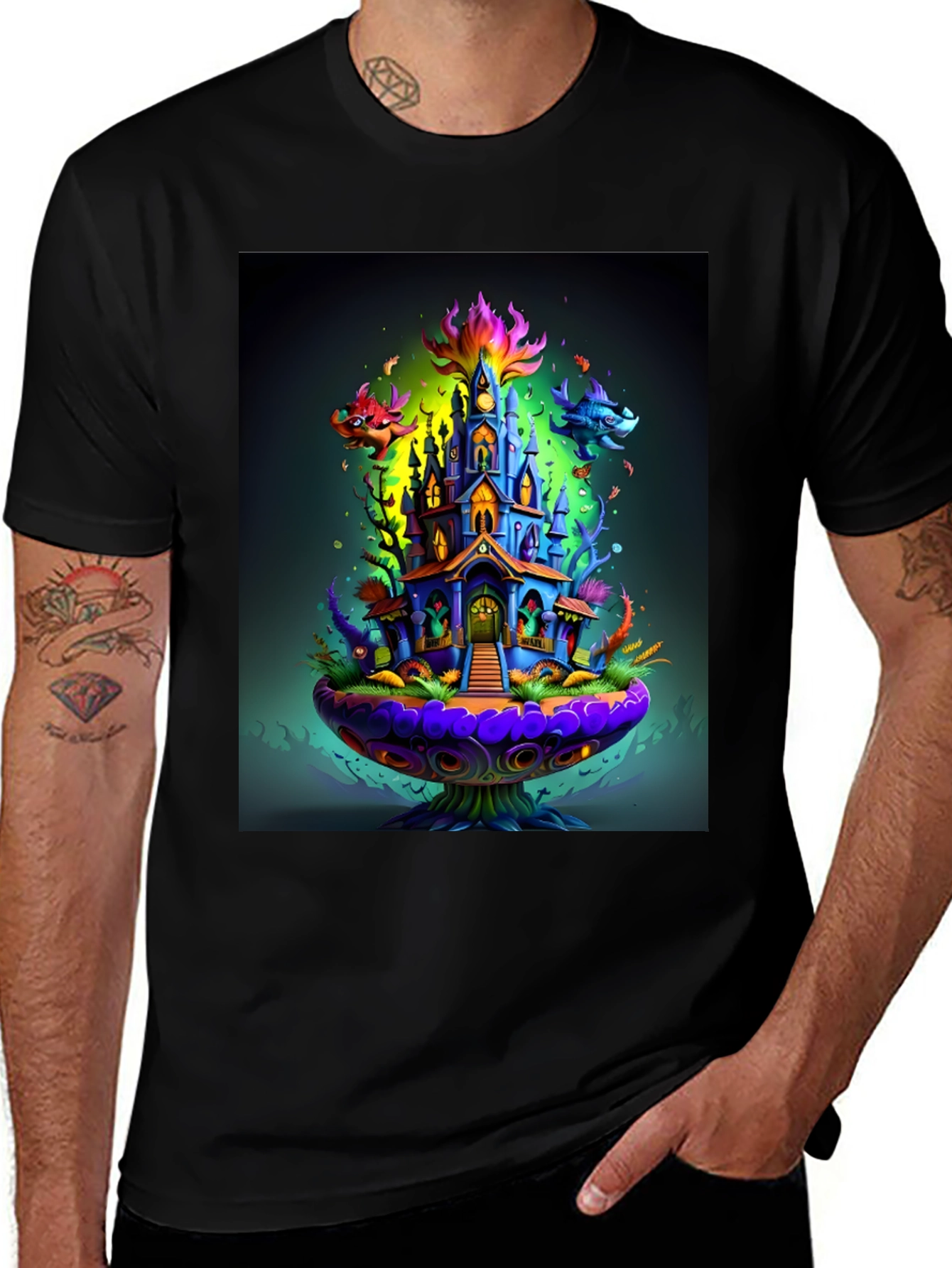 Variant 17 of Whimsical Castle Graphic T-Shirt