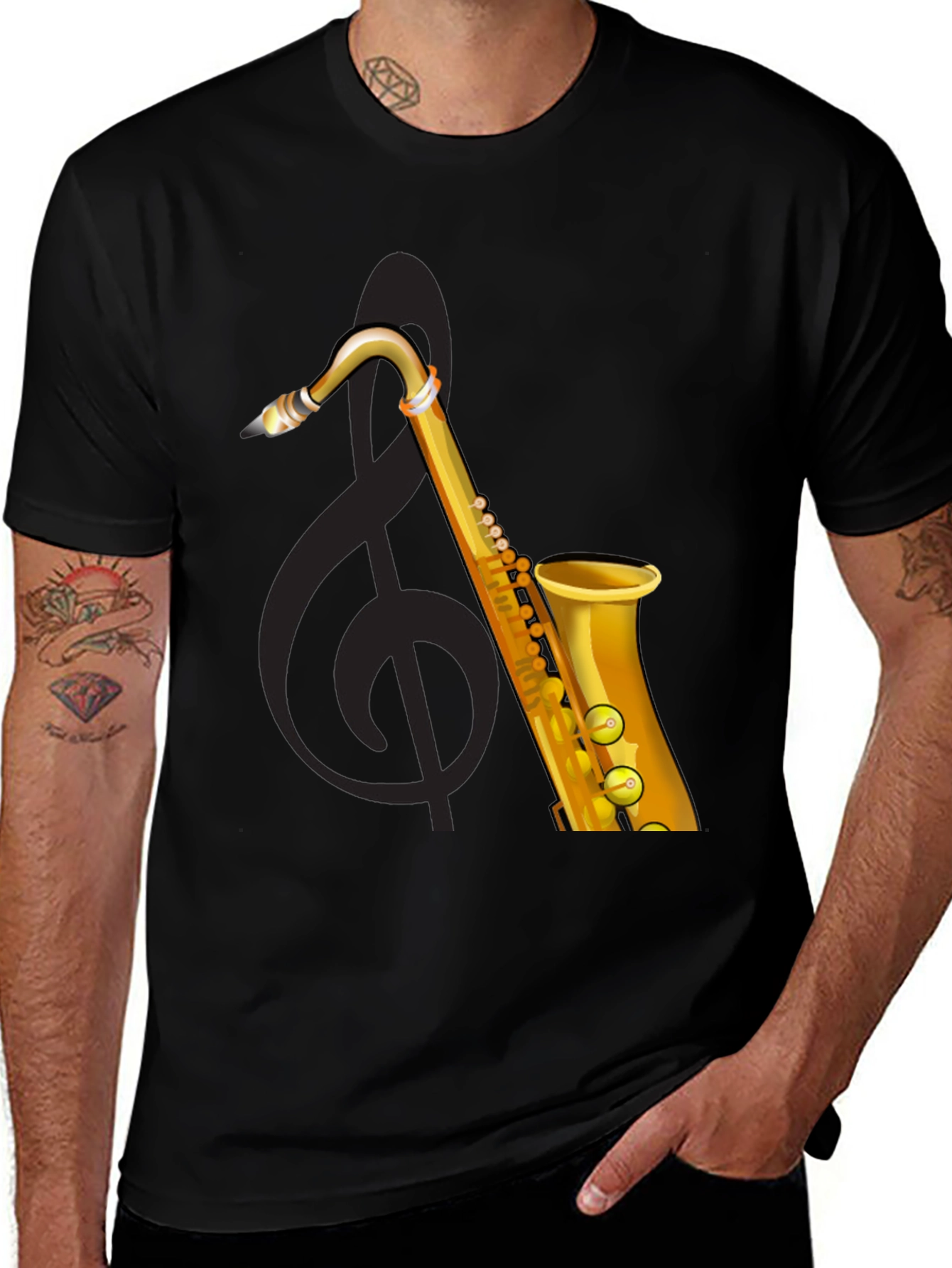 Variant 23 of Saxophone Graphic Black T-Shirt
