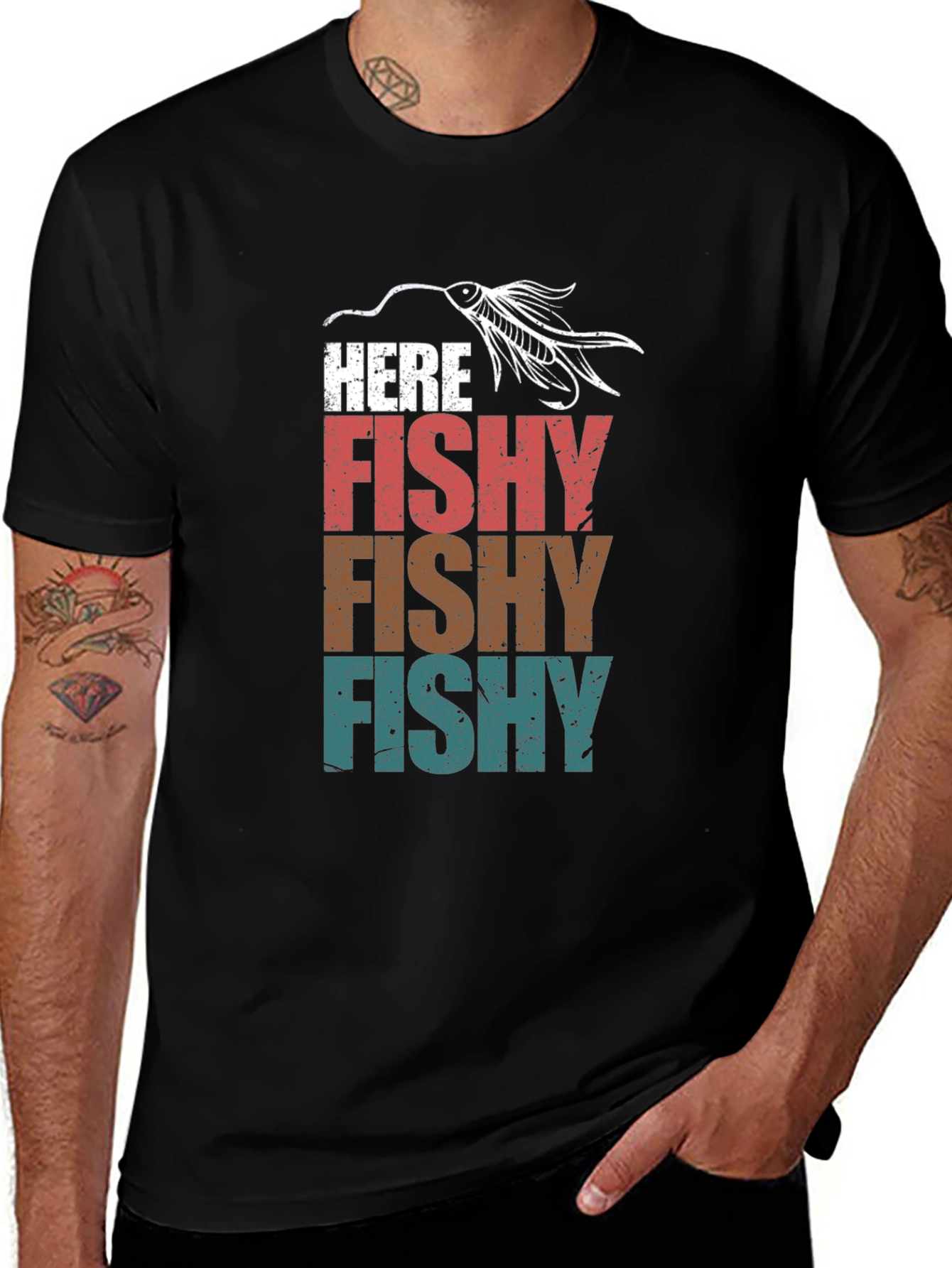 Variant 10 of Here Fishy T-Shirt Fishing Lure Tee