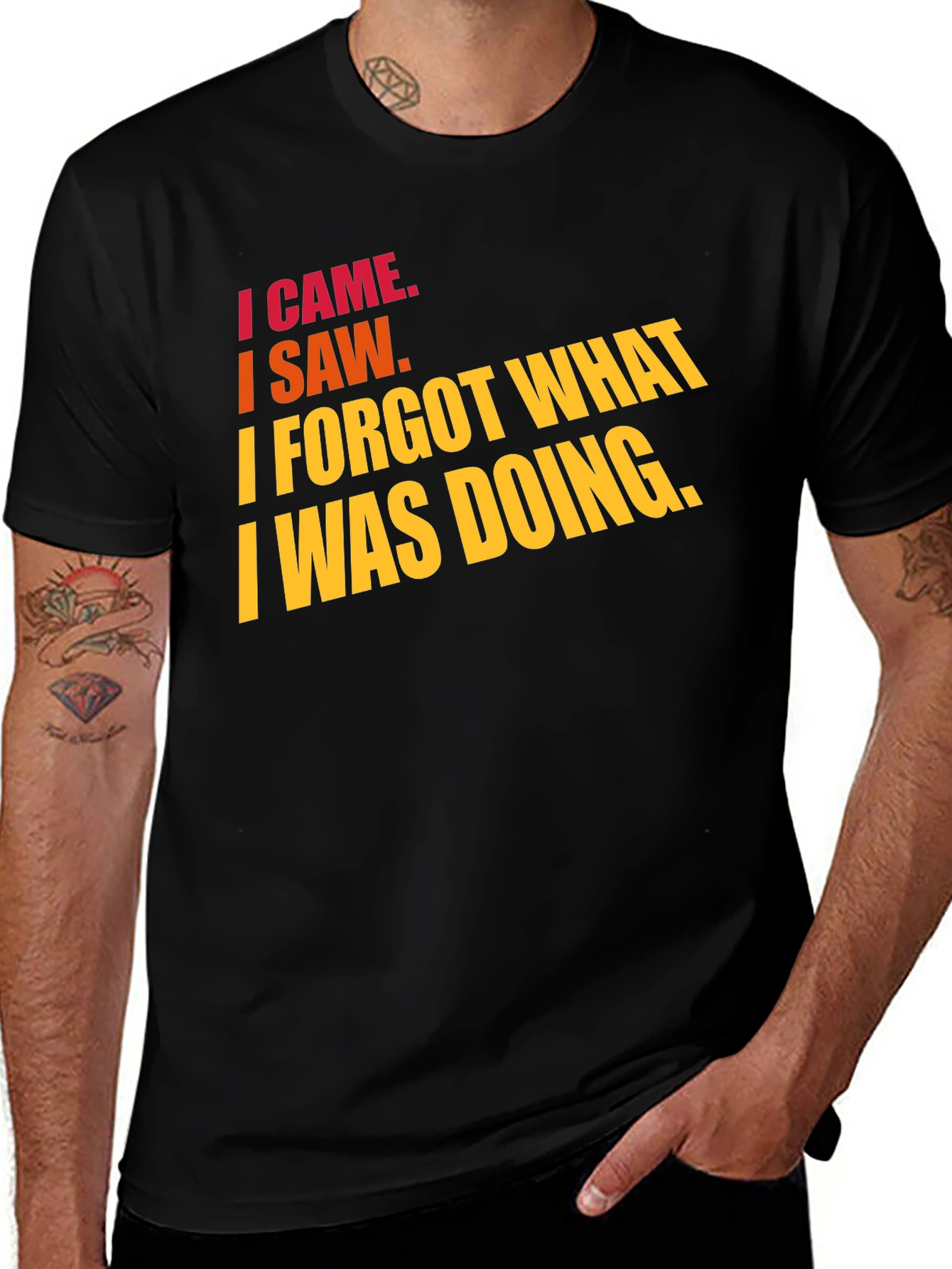 Variant 23 of I Came I Saw I Forgot Men's Black T-Shirt