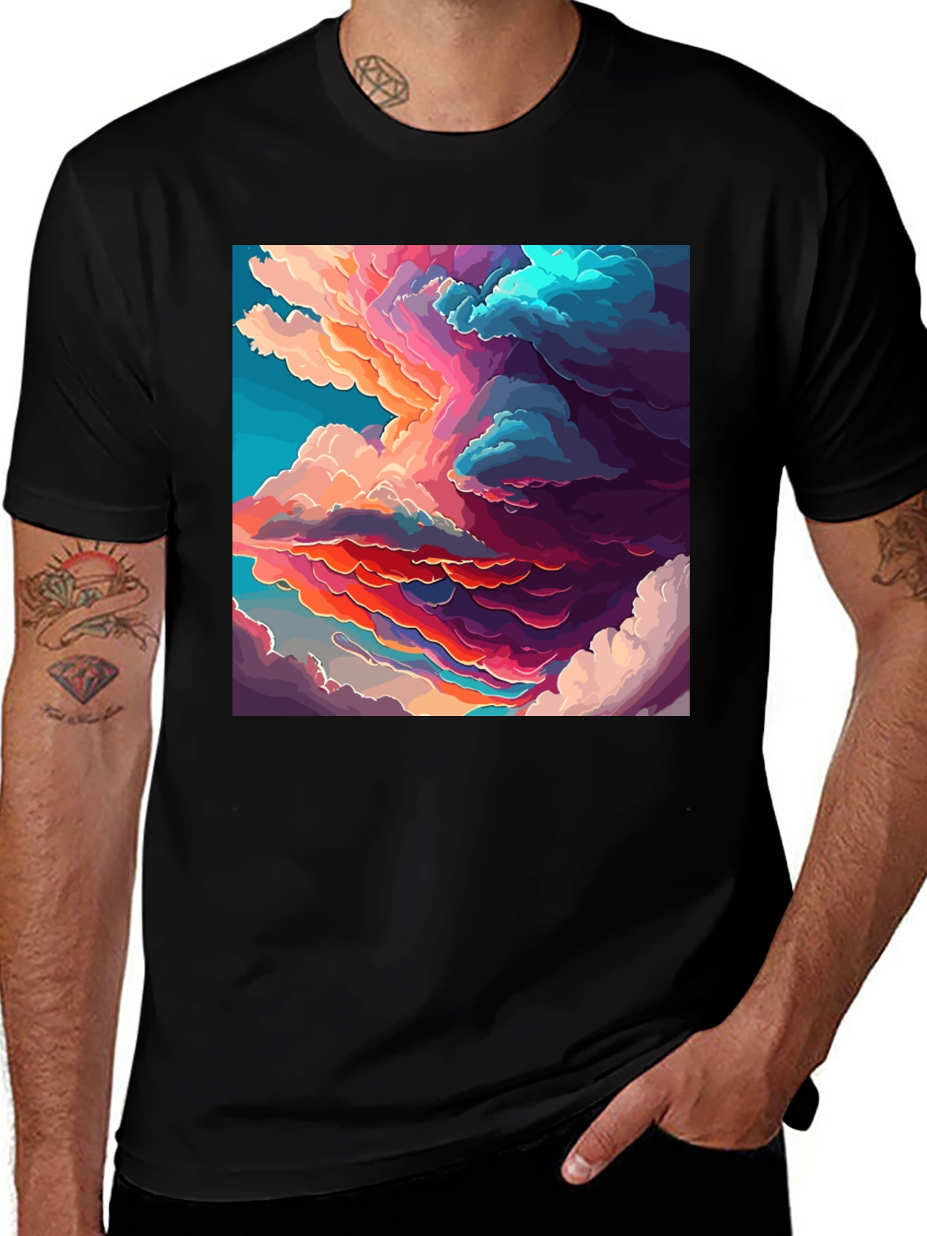 Black Cloudscape Graphic Black T-Shirt main image
