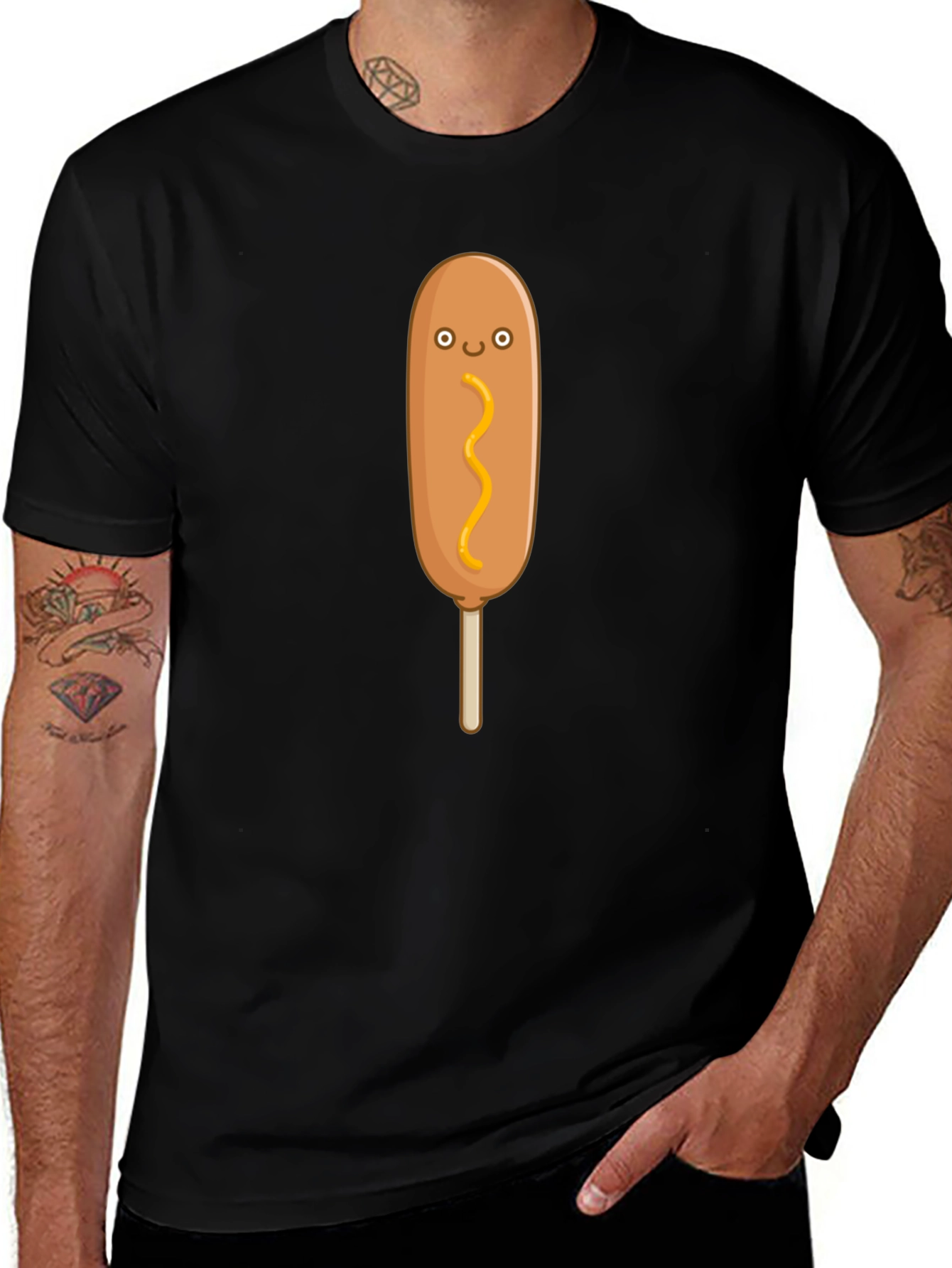 Variant 2 of Funny Cartoon Corn Dog Graphic T-Shirt