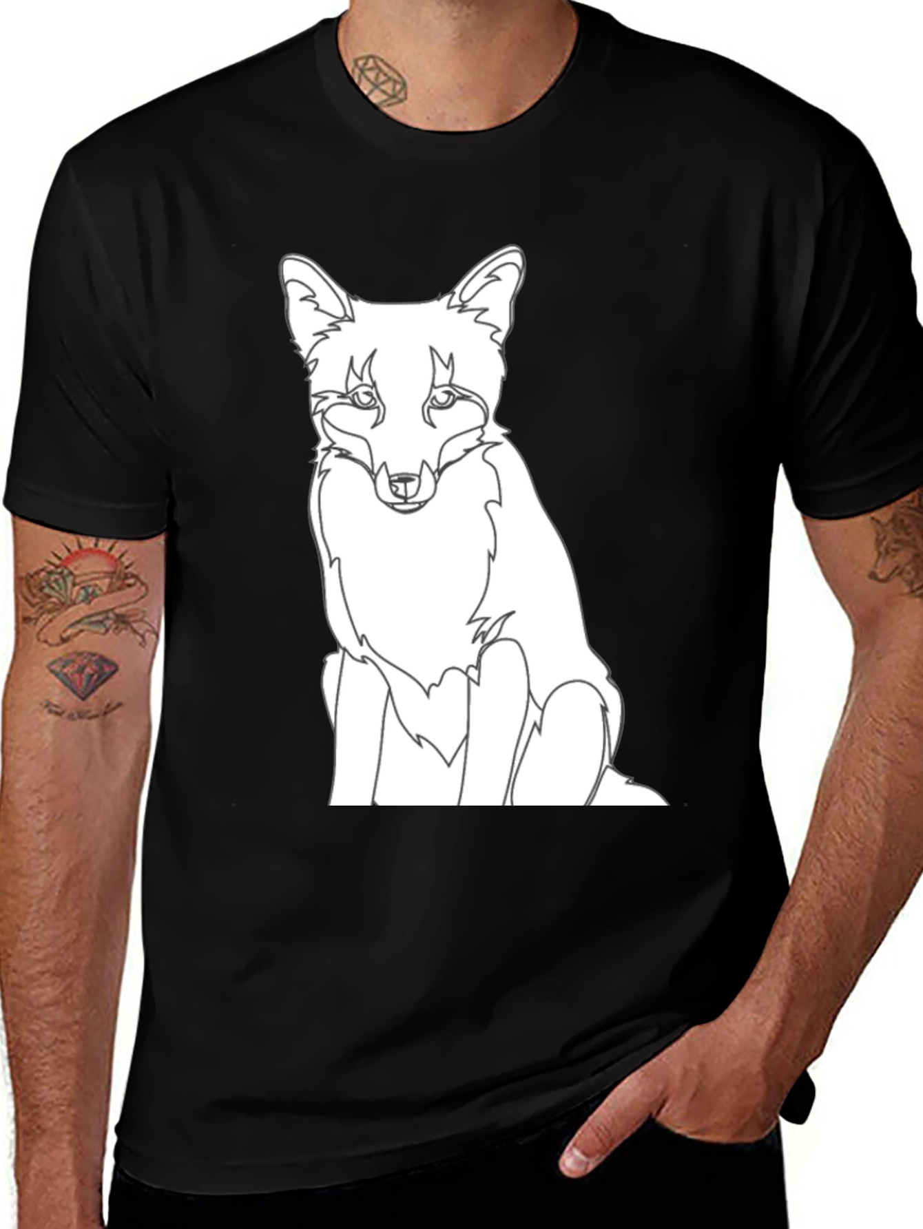 Variant 4 of Fox Graphic Tee - Black Cotton T-Shirt