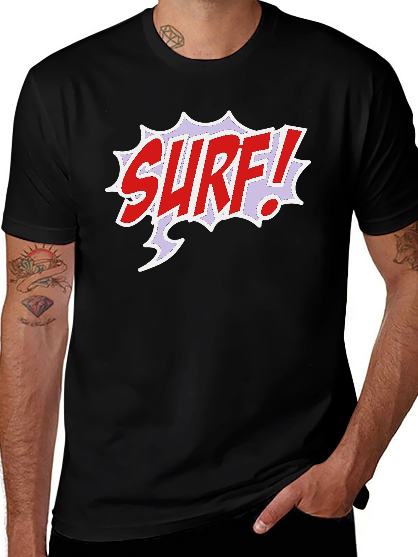 Variant 30 of Surf Comic Style Black T-Shirt