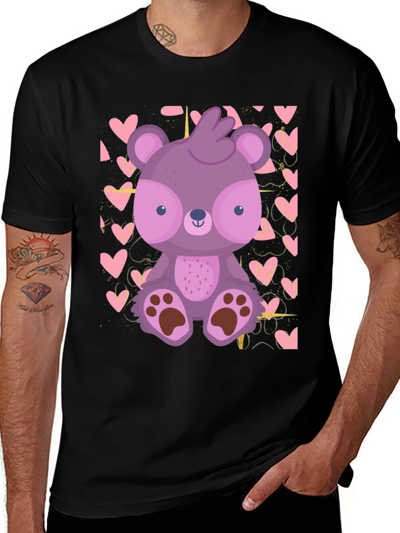 Variant 22 of Cute Bear Heart Pattern T-Shirt