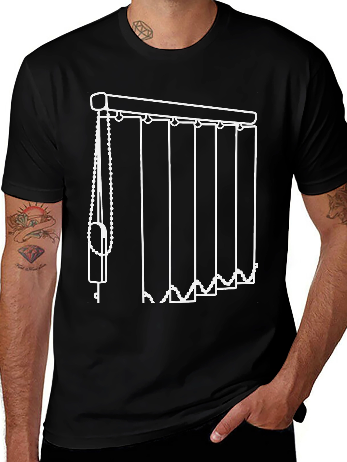 Variant 30 of Novelty Vertical Blinds Graphic Tee - Black