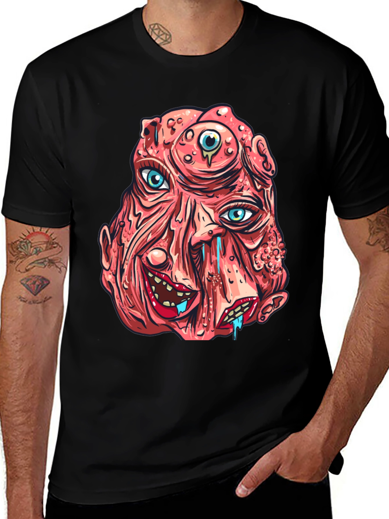 Variant 9 of Unique Horror Graphic Print Black T-Shirt