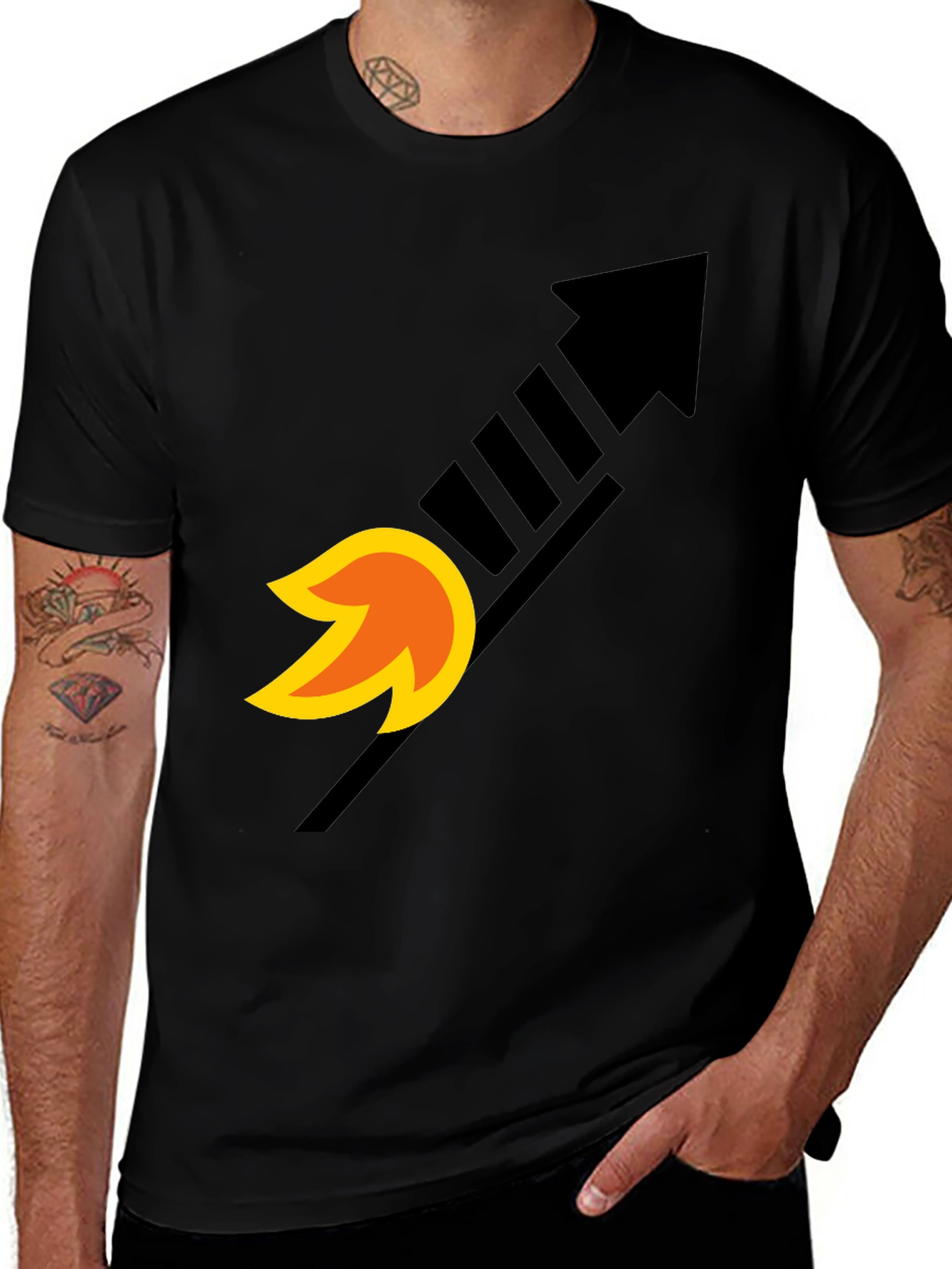 Variant 27 of Rocket Graphic Tee - Men's Black Casual Shirt