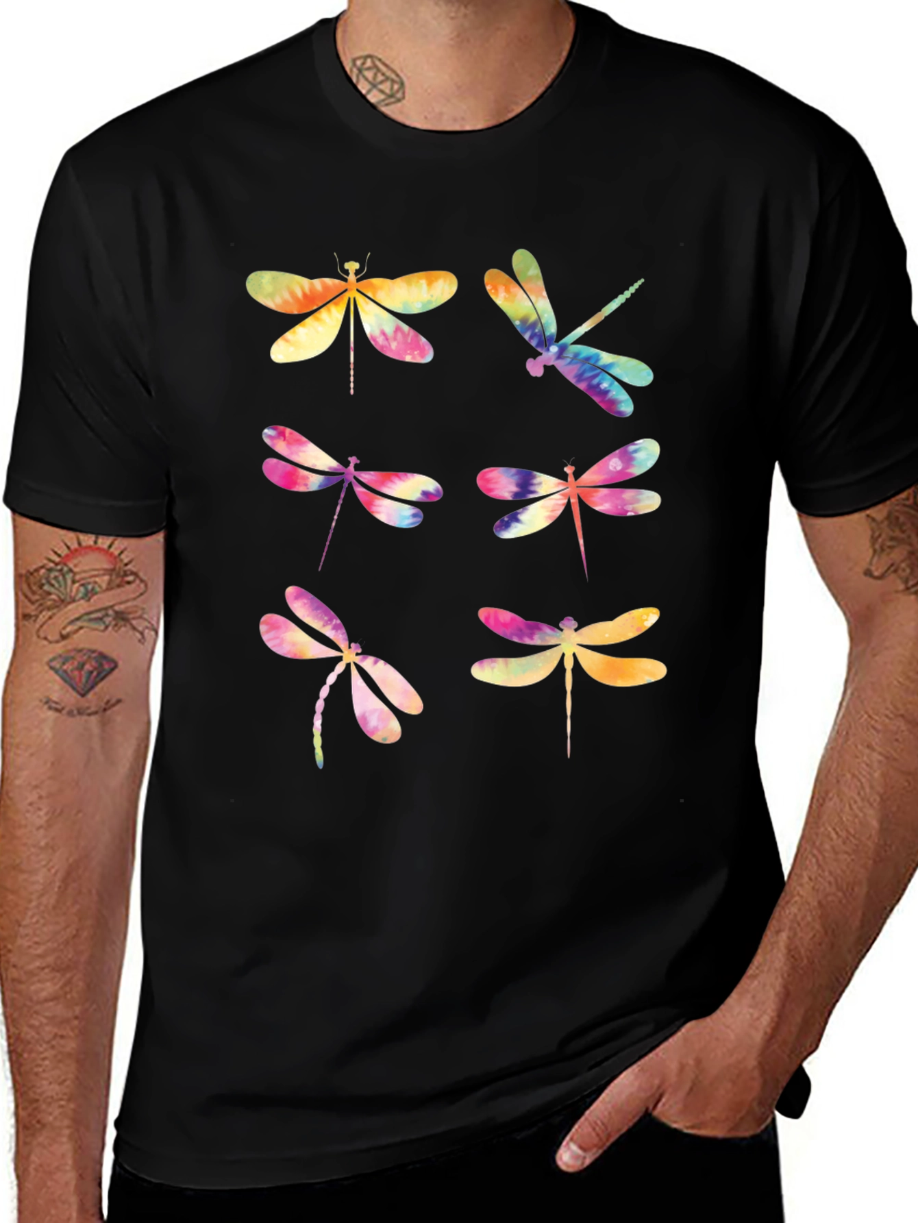 Variant 28 of Dragonfly Tie Dye Graphic T-Shirt - Black
